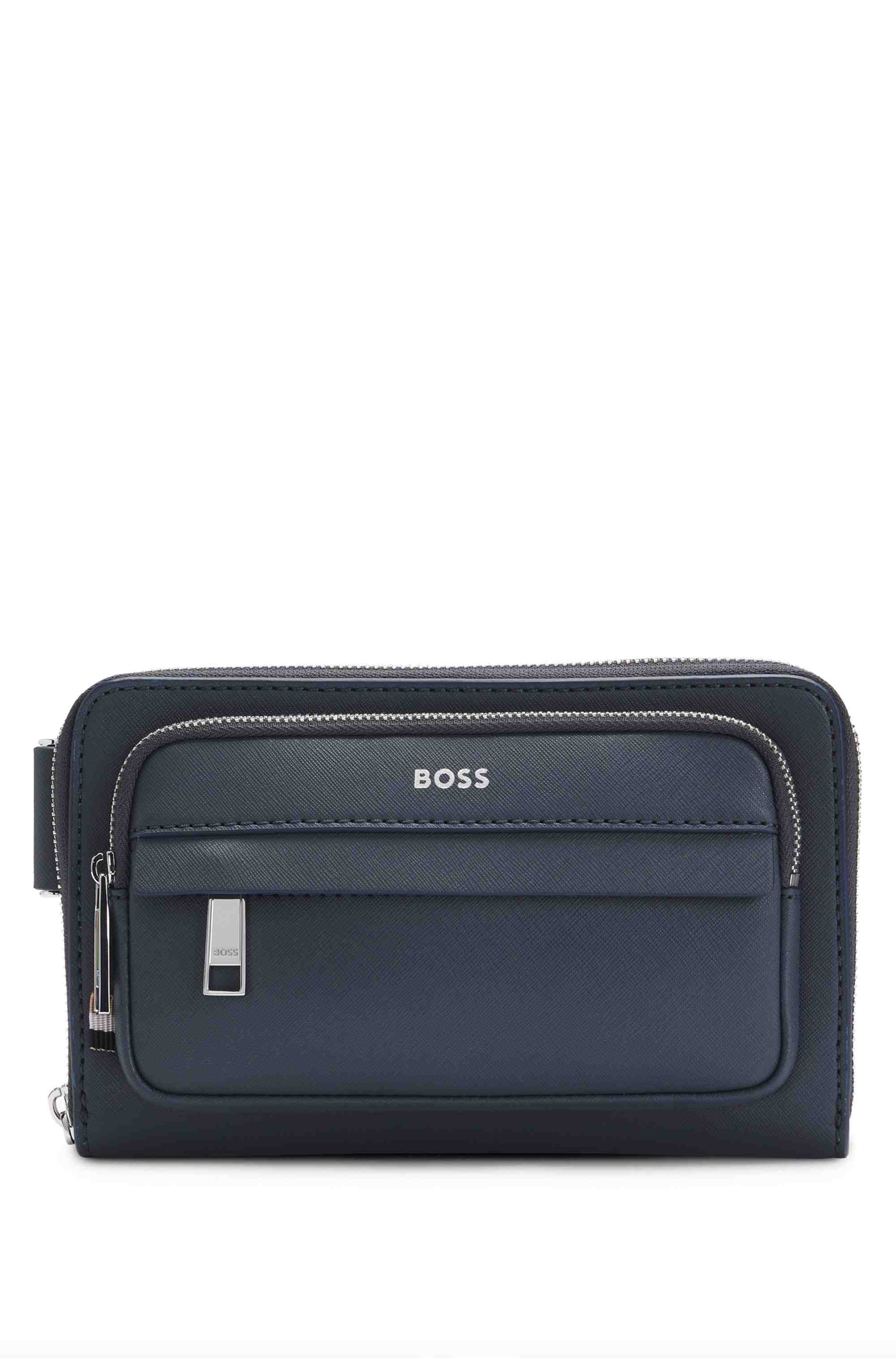 Structured crossbody bag with branded trims
