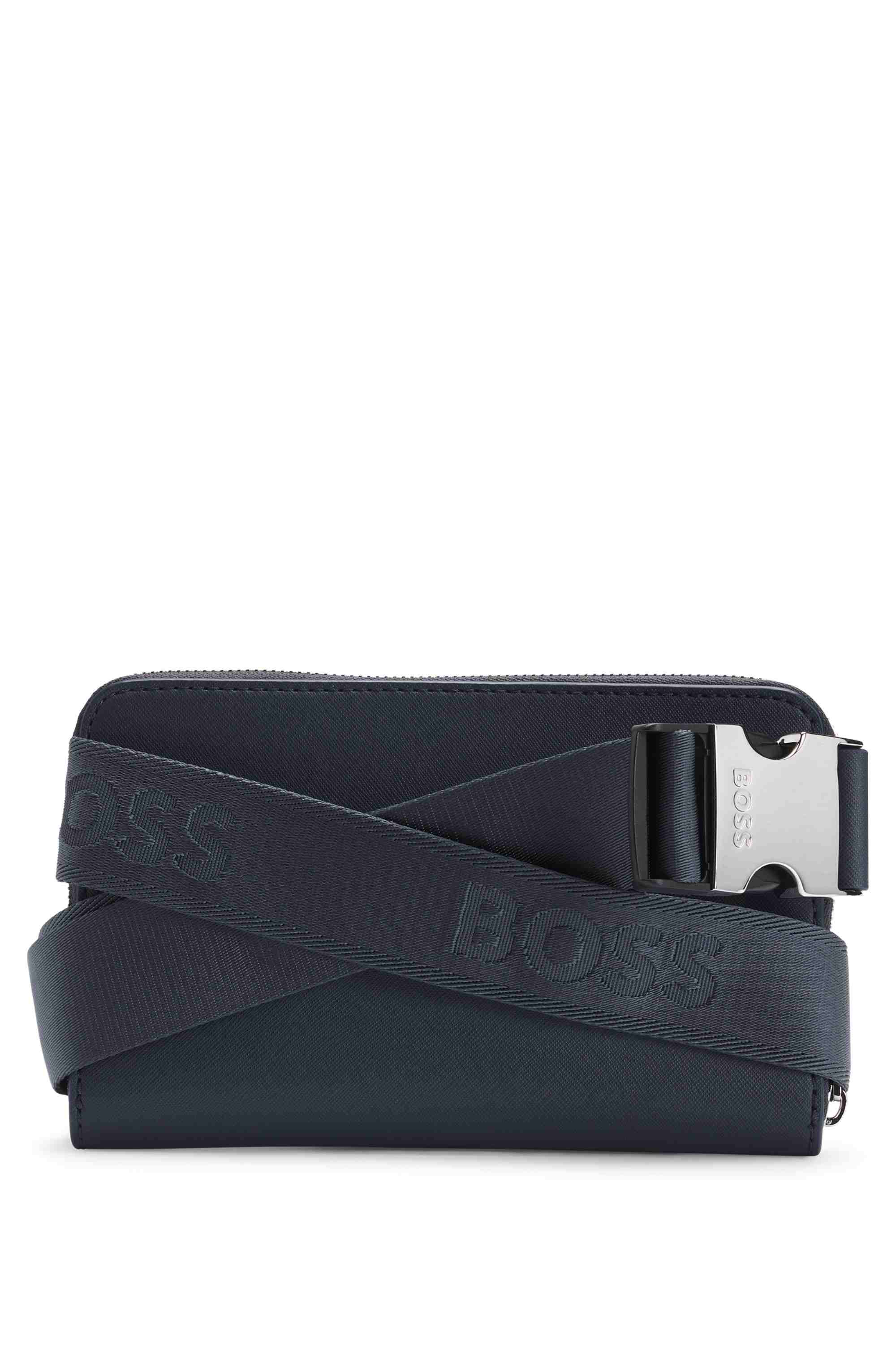Structured crossbody bag with branded trims