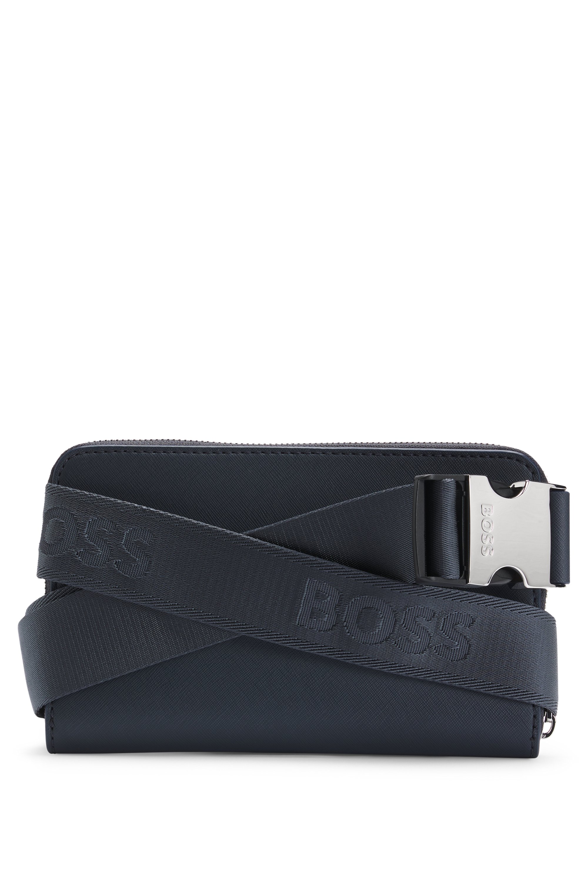 Structured crossbody bag with branded trims