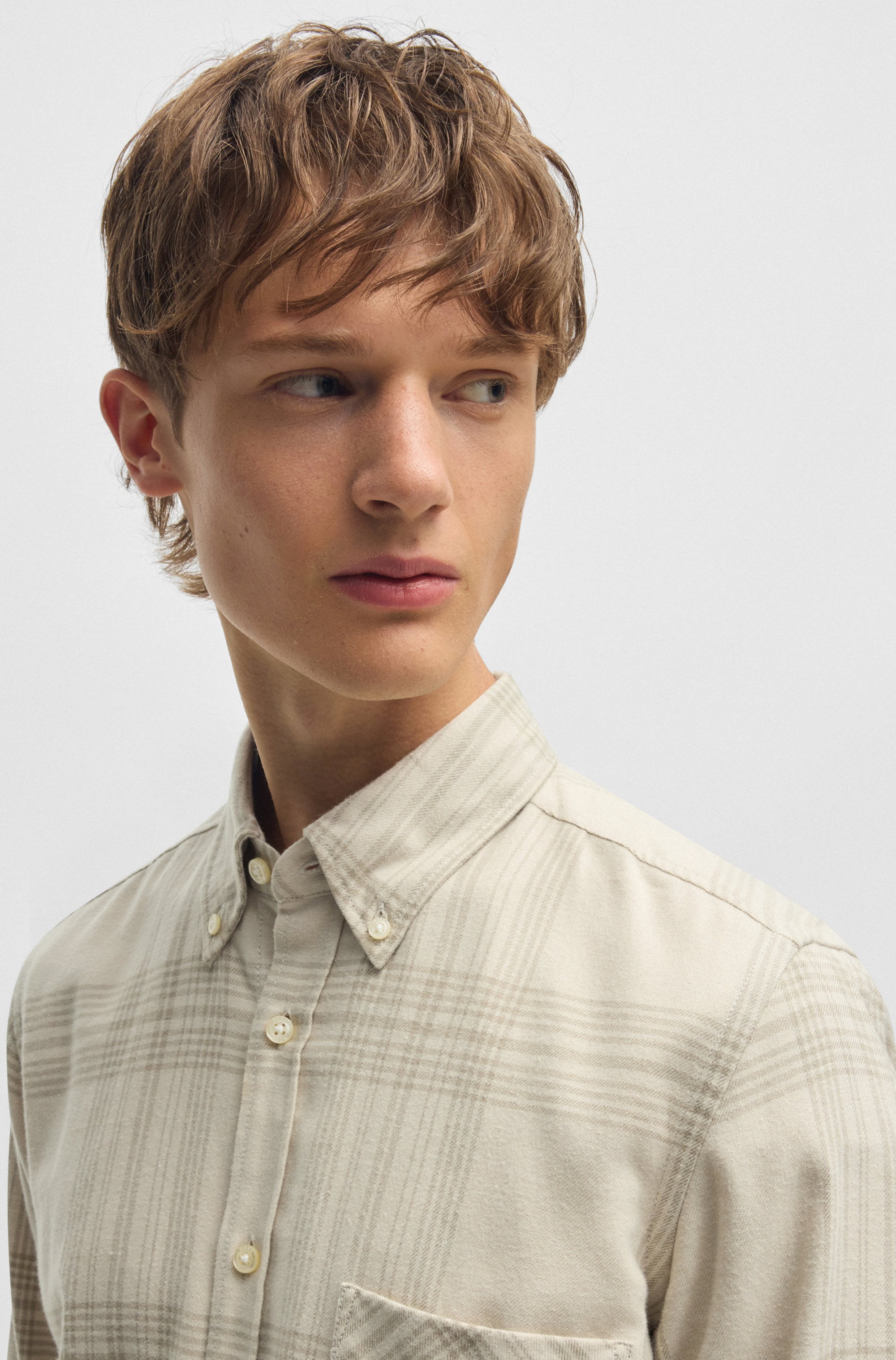 Regular-fit shirt in cotton flannel