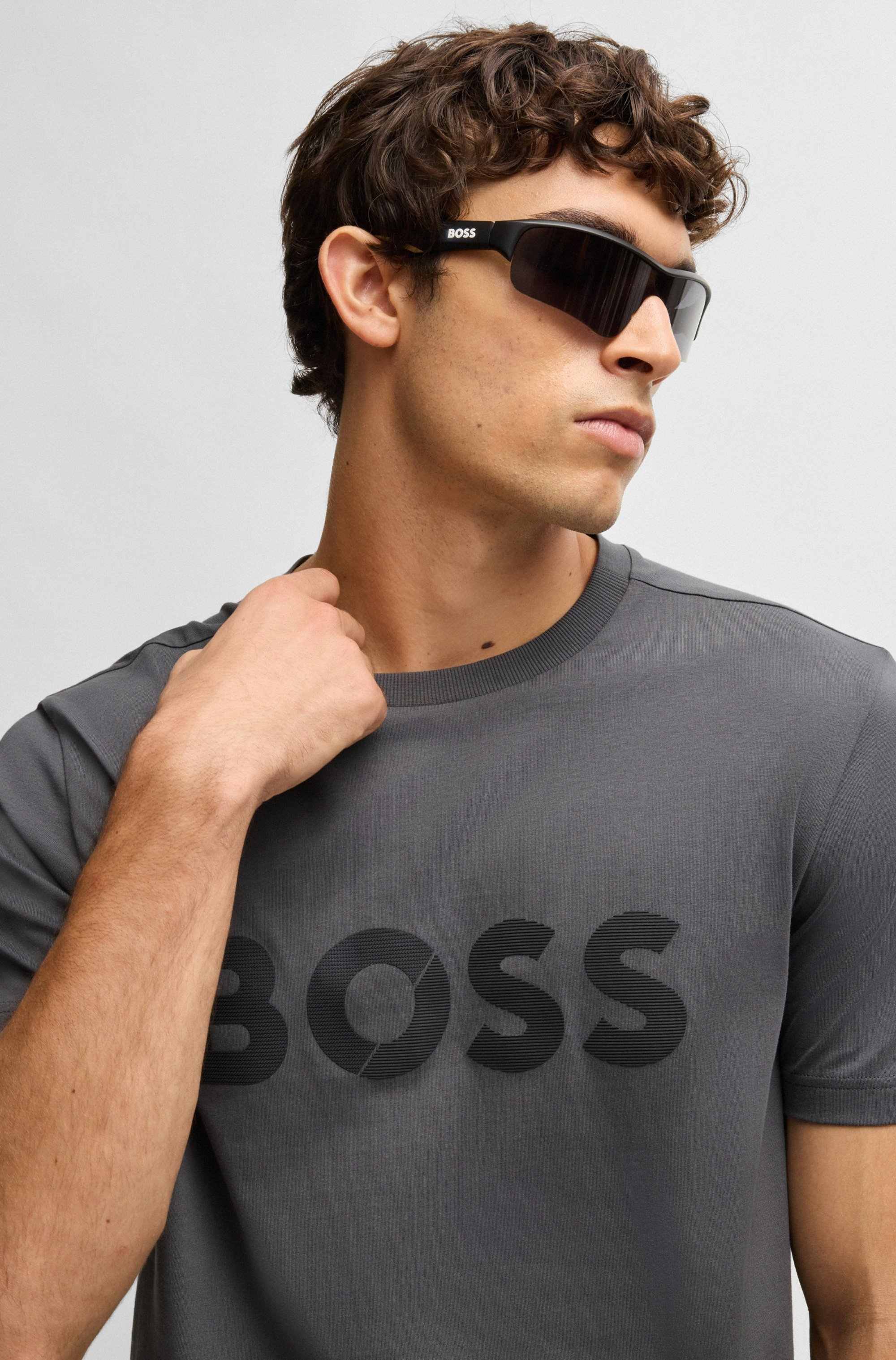 Cotton-jersey T-shirt with large logo