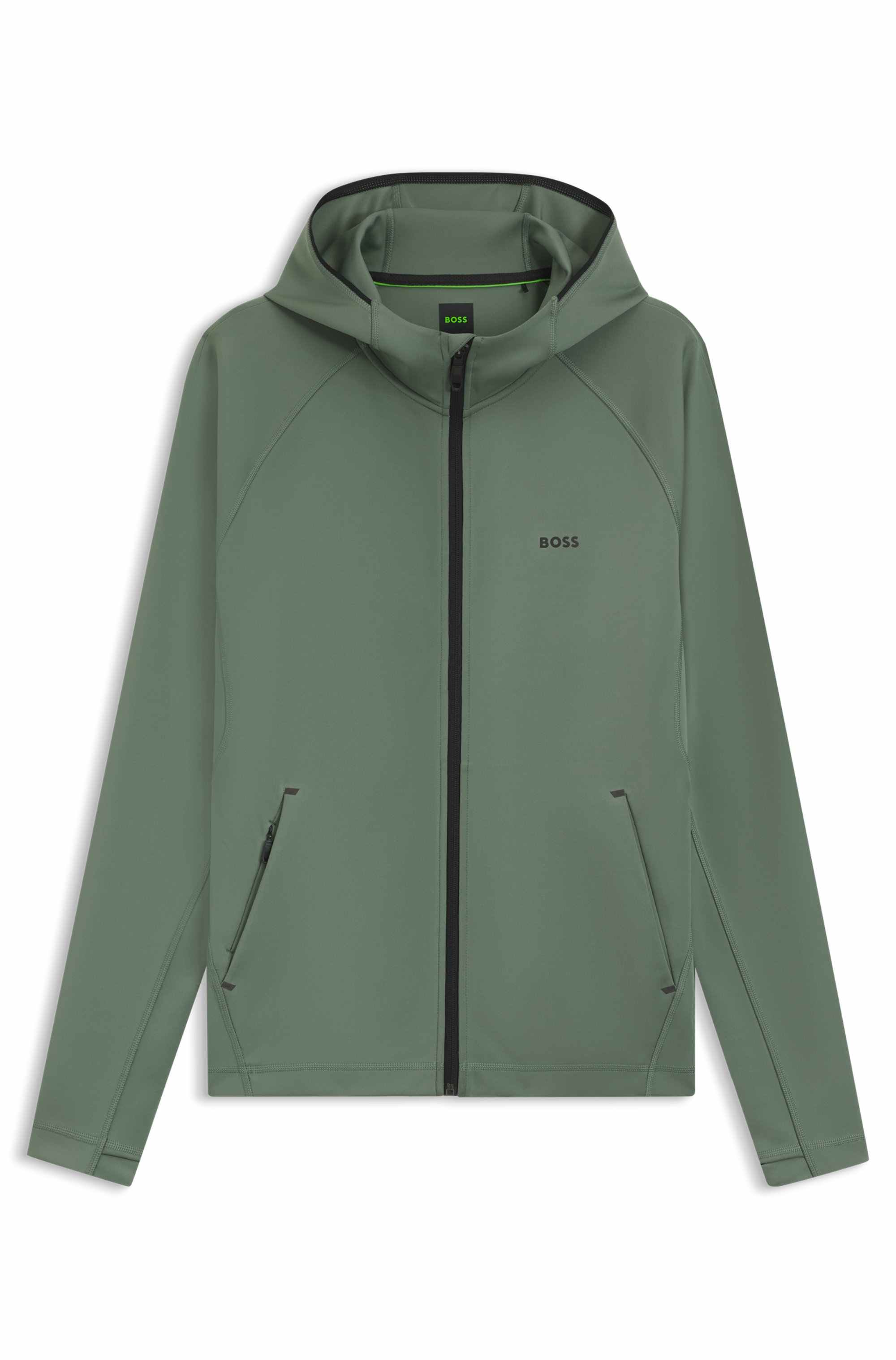 Zip-up hoodie with reflective branding
