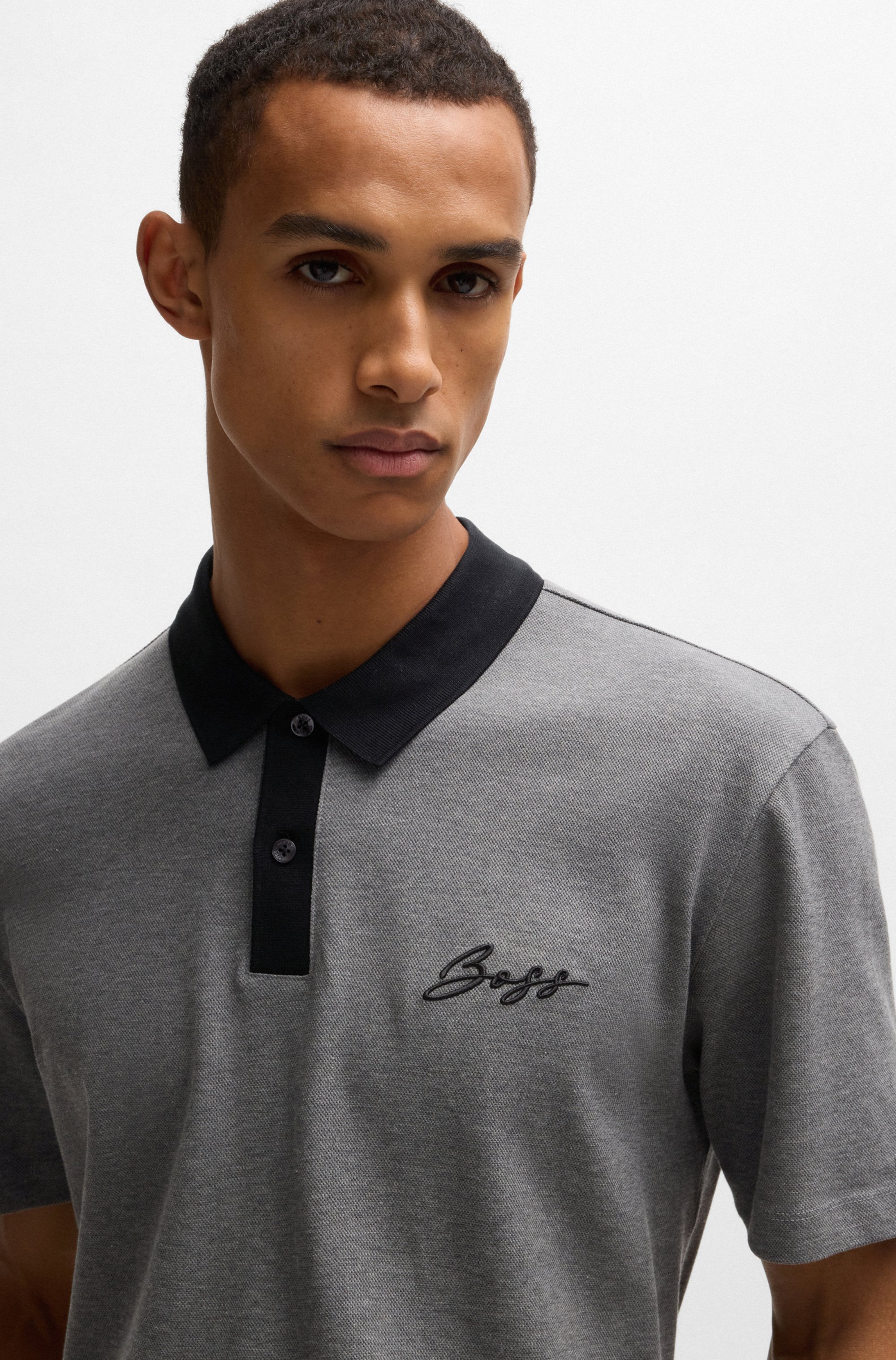 Mercerised-cotton polo shirt with script logo
