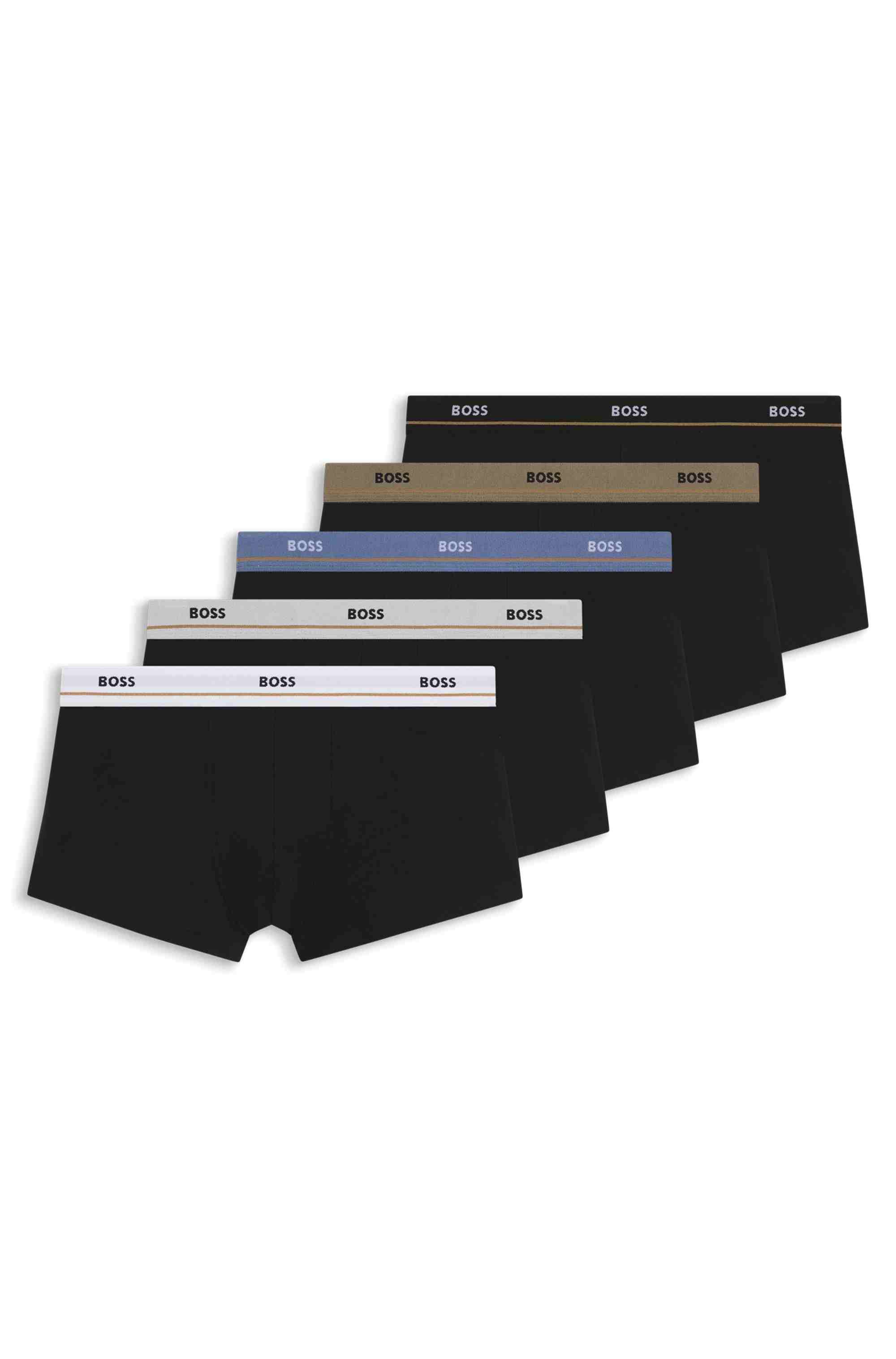 Five-pack of stretch-cotton trunks with logo waistbands