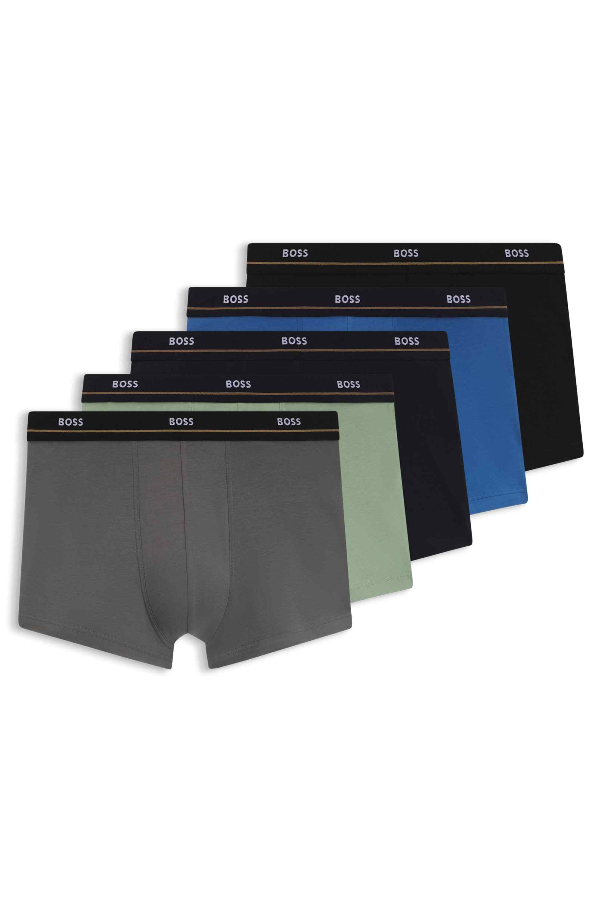 Five-pack of stretch-cotton trunks with logo waistbands