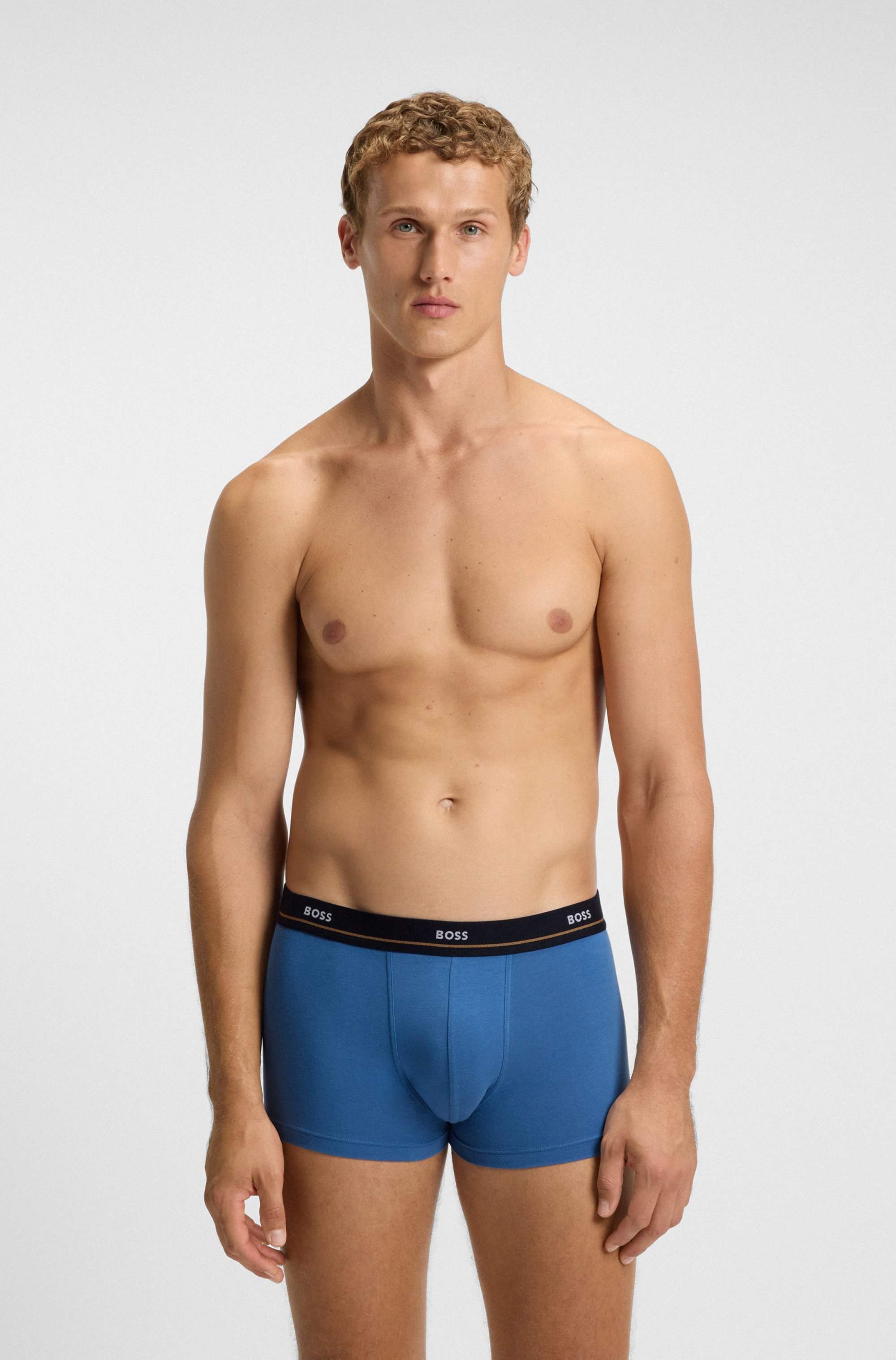 Five-pack of stretch-cotton trunks with logo waistbands