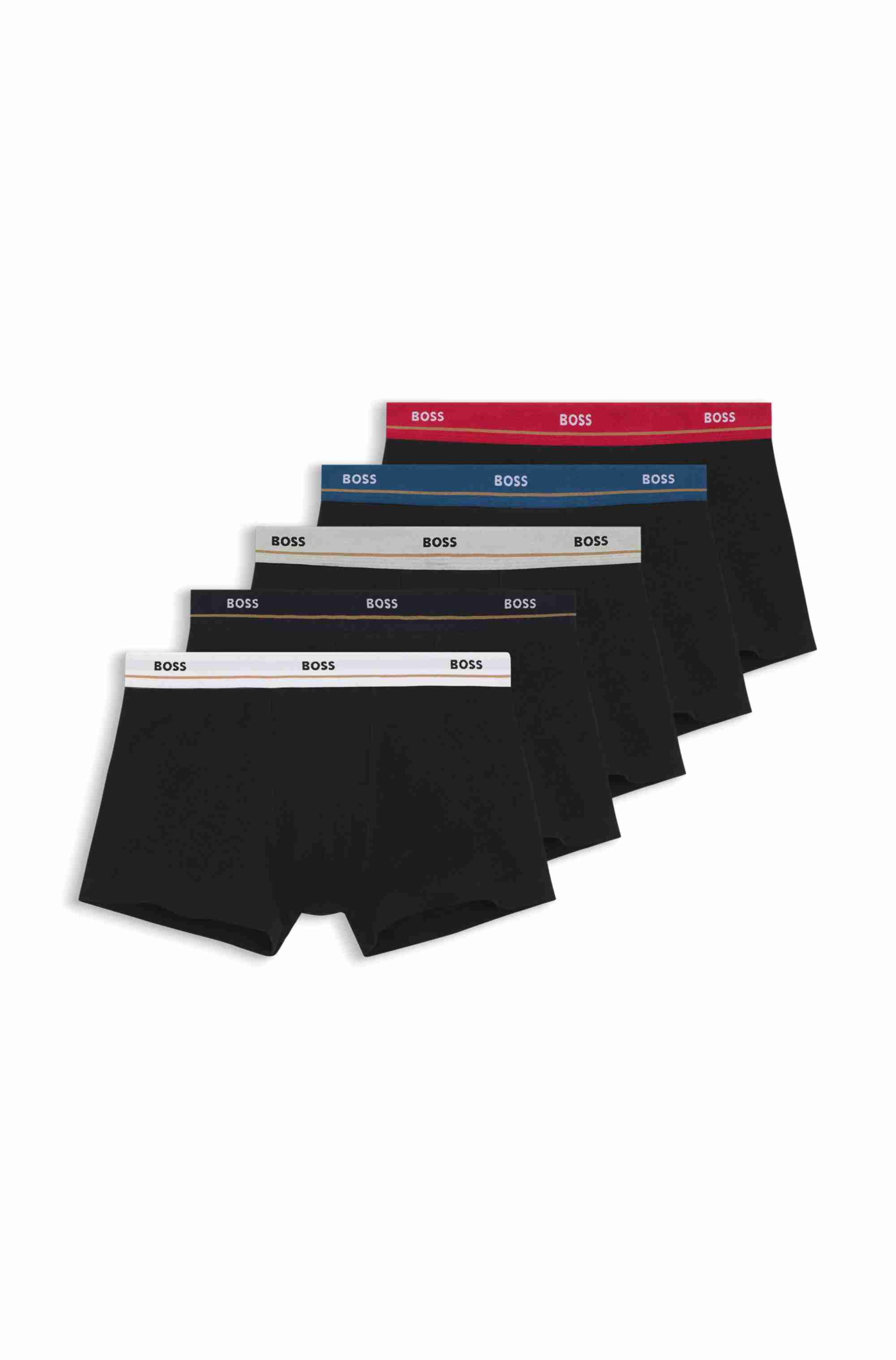 Five-pack of stretch-cotton trunks with logo waistbands