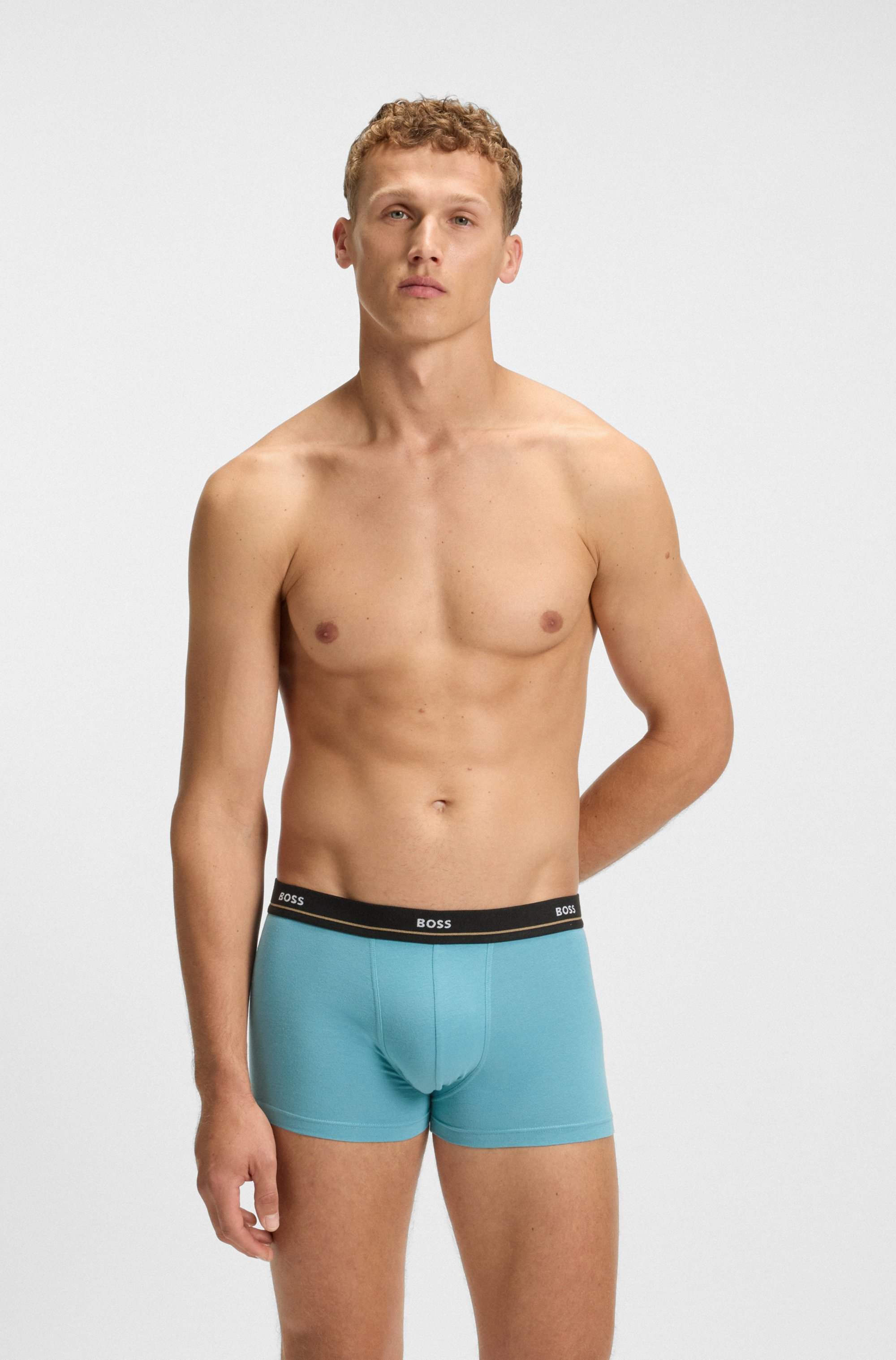 Five-pack of stretch-cotton trunks with logo waistbands