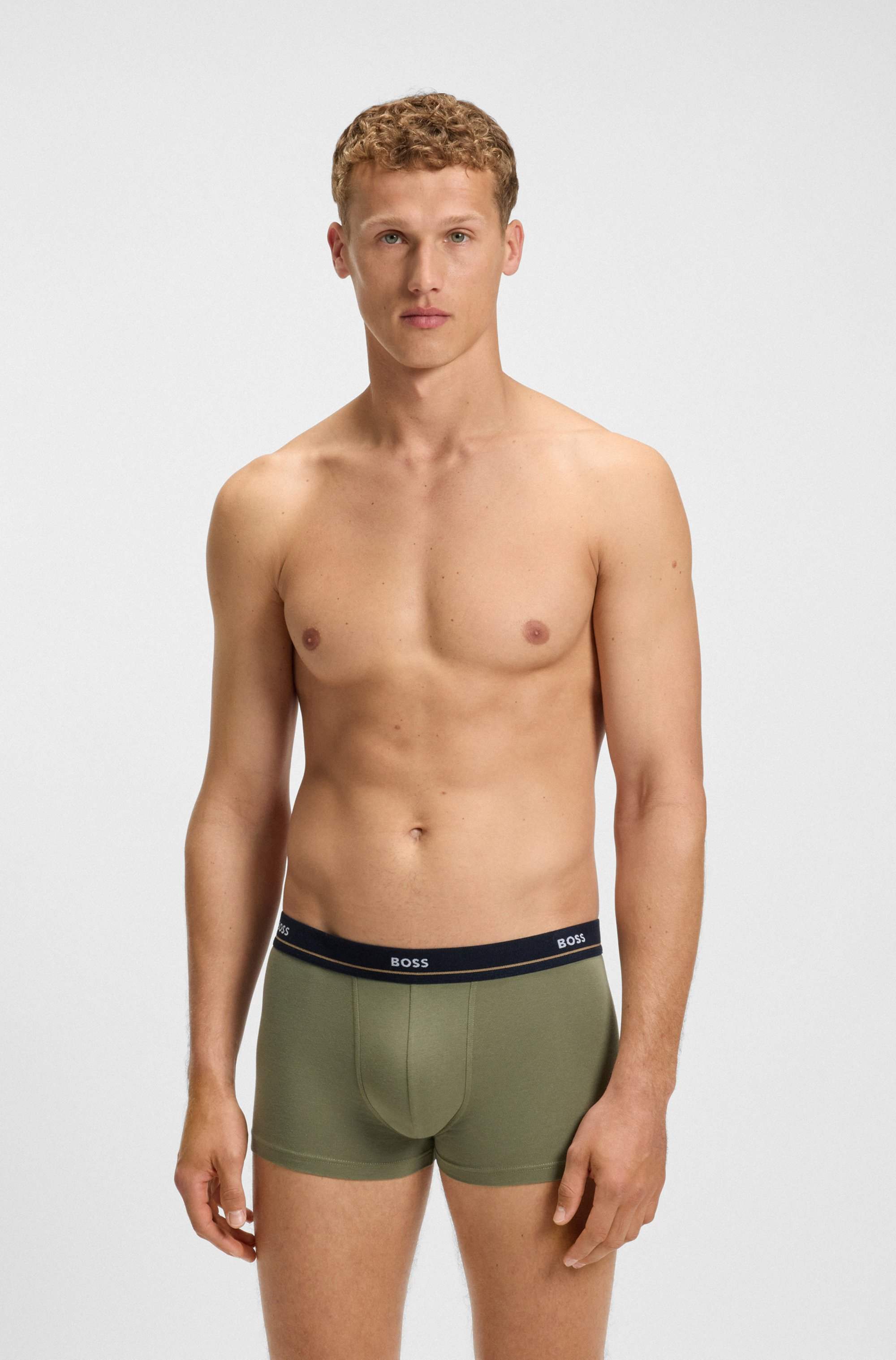 Five-pack of stretch-cotton trunks with logo waistbands