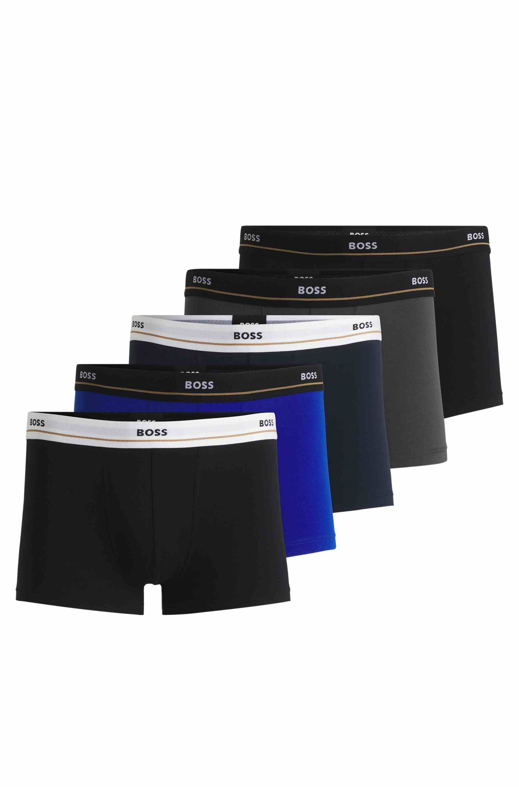 Five-pack of stretch-cotton trunks with logo waistbands