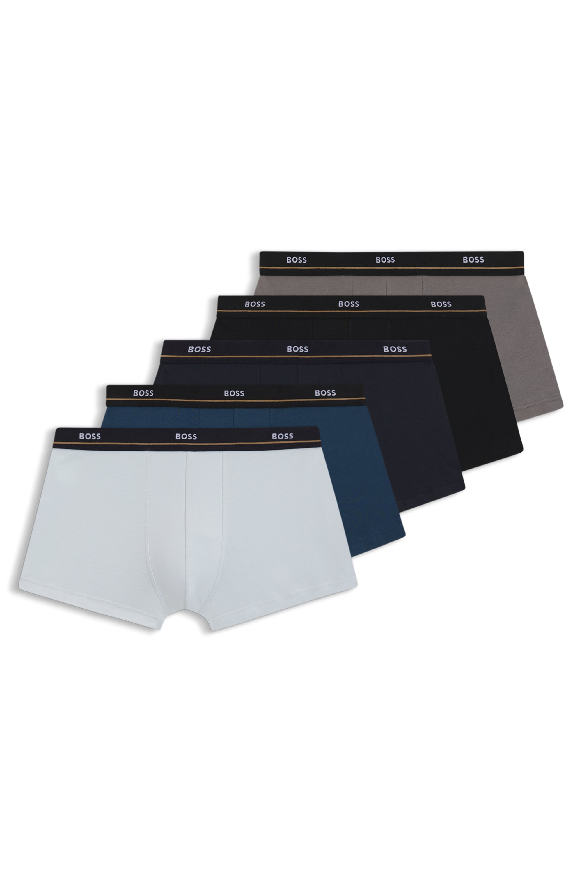 Five-pack of stretch-cotton trunks with logo waistbands