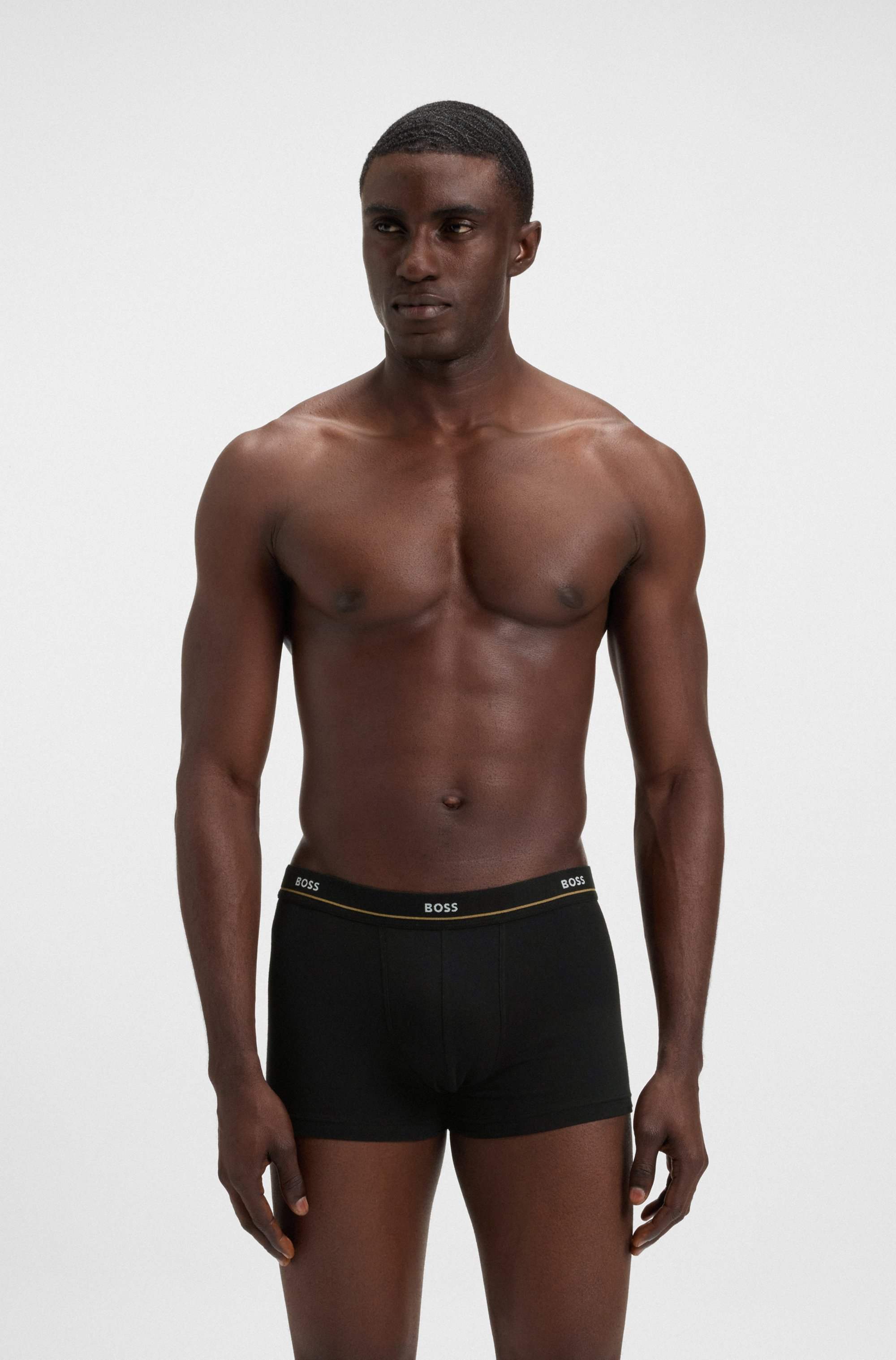 Five-pack cotton-stretch trunks with logo waistband