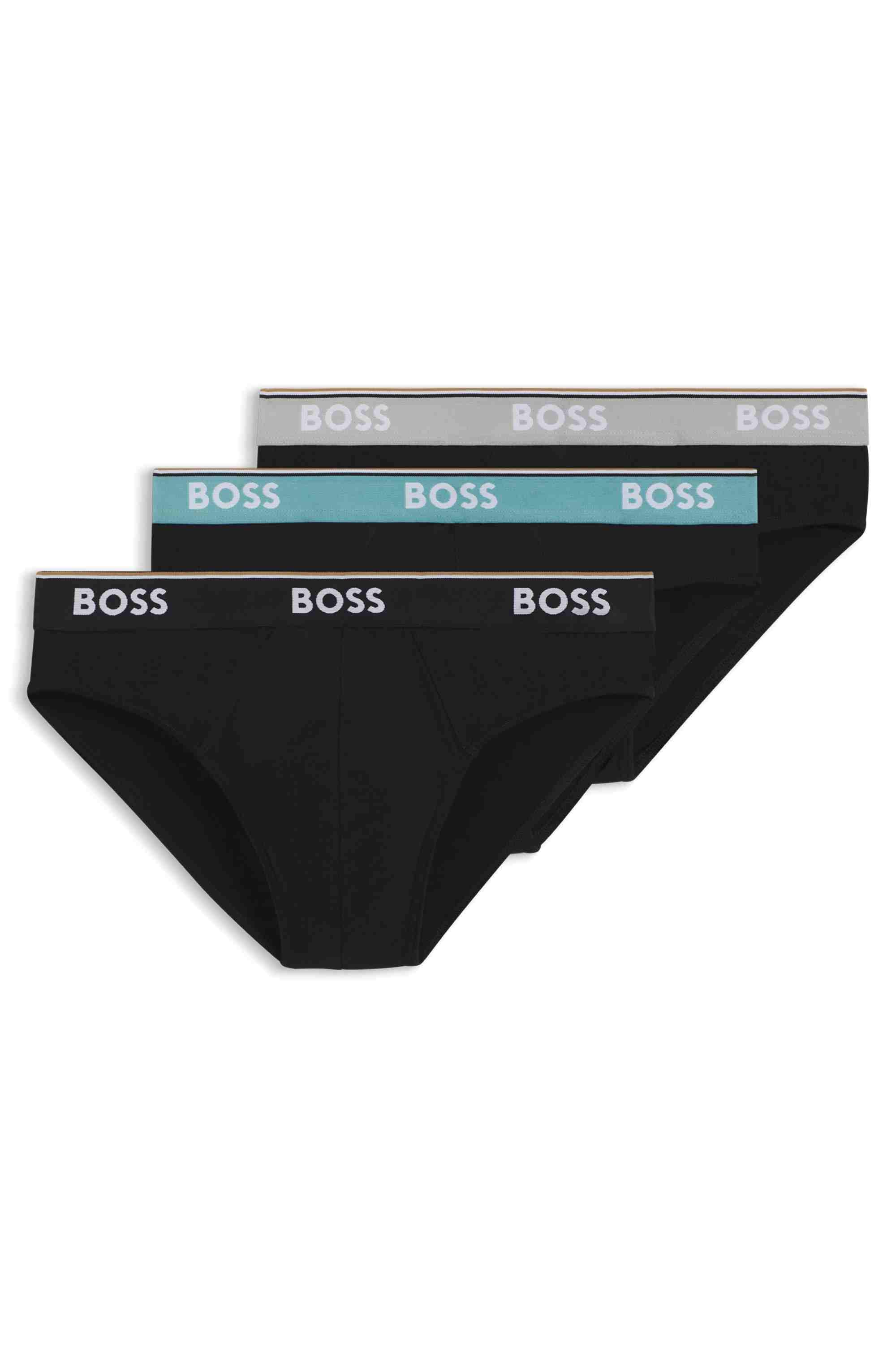 Three-pack of stretch-cotton briefs with logo waistbands