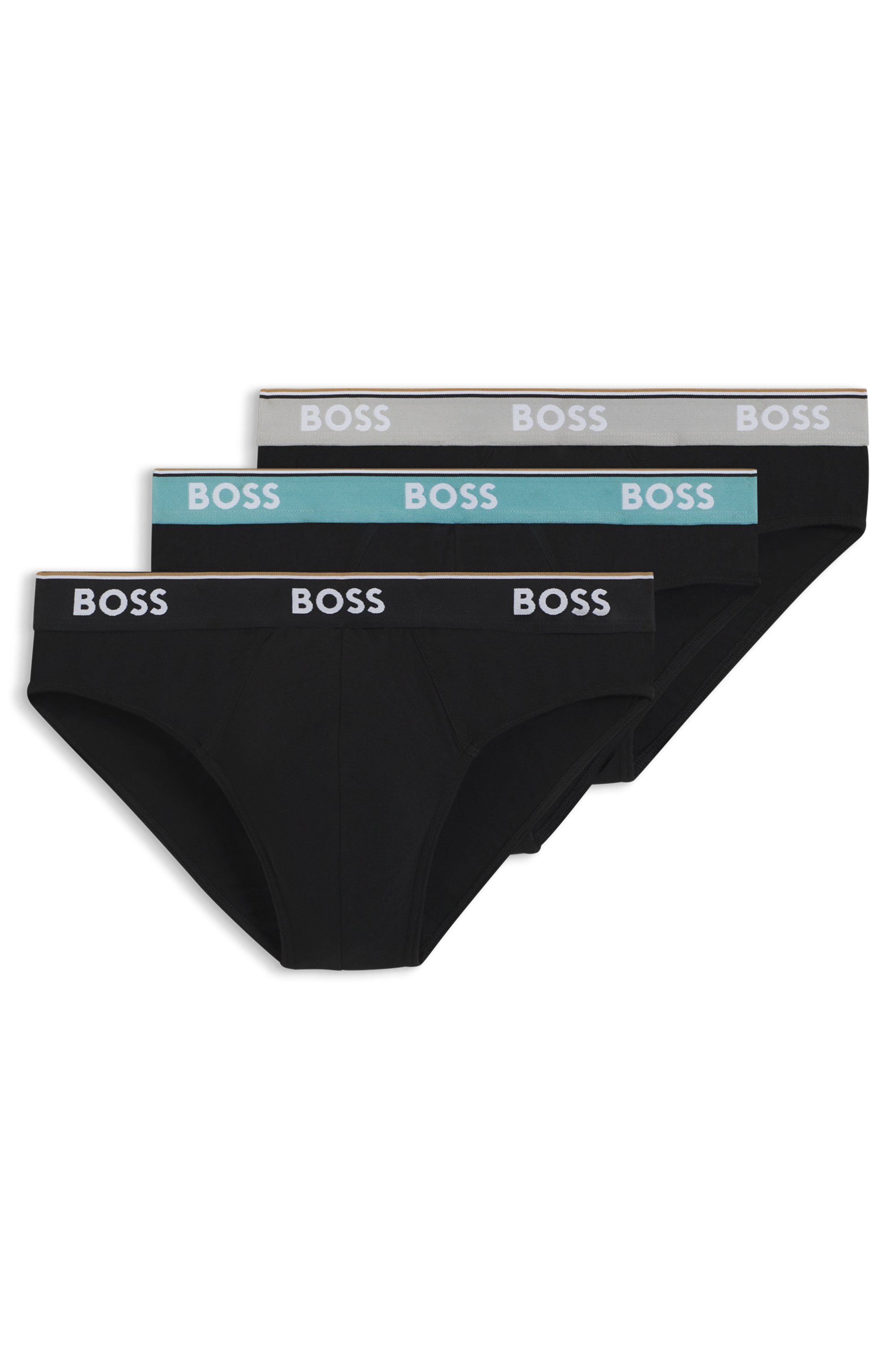 Three-pack of stretch-cotton briefs with logo waistbands