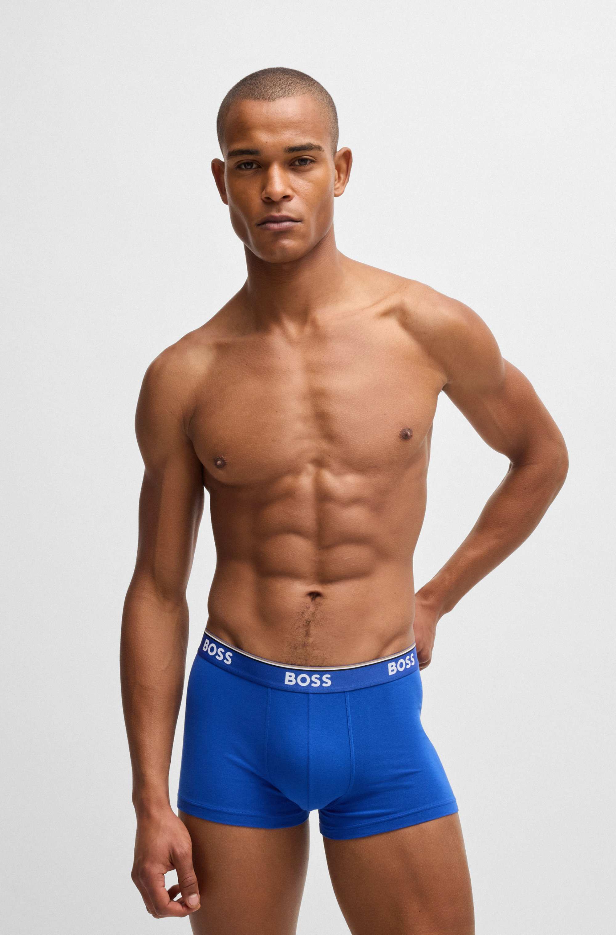 Three-pack of stretch-cotton trunks with logo waistbands