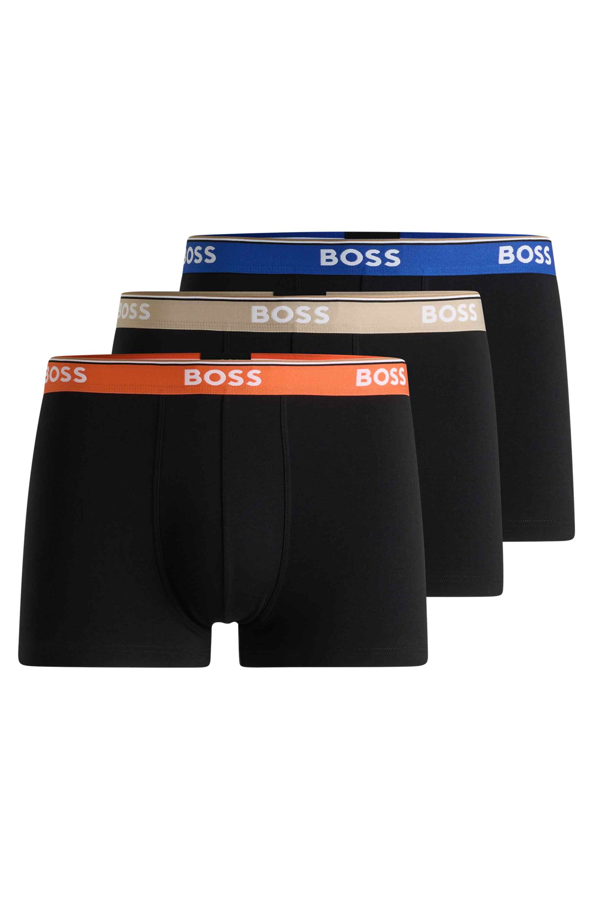 Three-pack of stretch-cotton trunks with logo waistbands