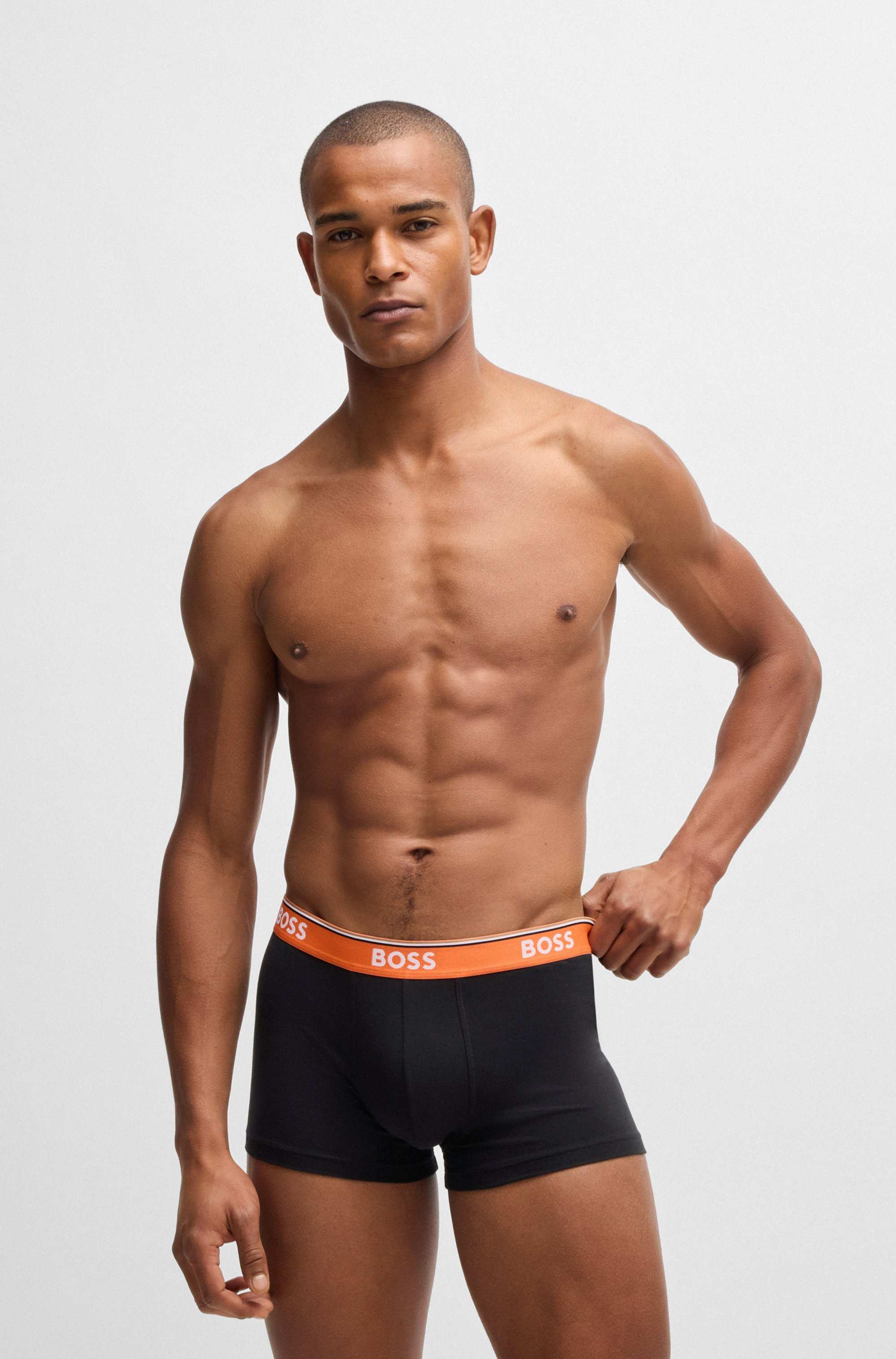 Three-pack of stretch-cotton trunks with logo waistbands