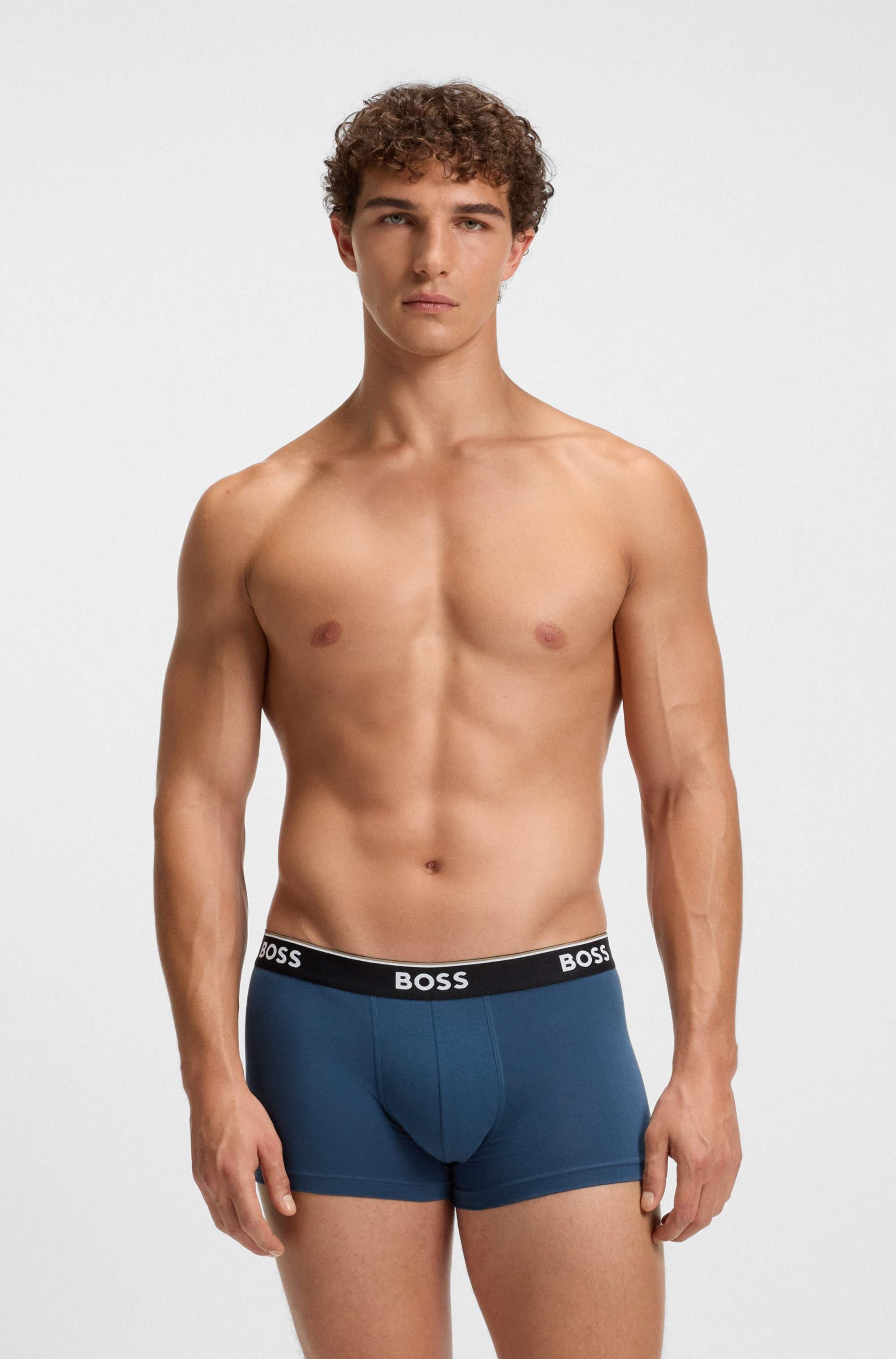 Three-pack of stretch-cotton trunks with logo waistbands