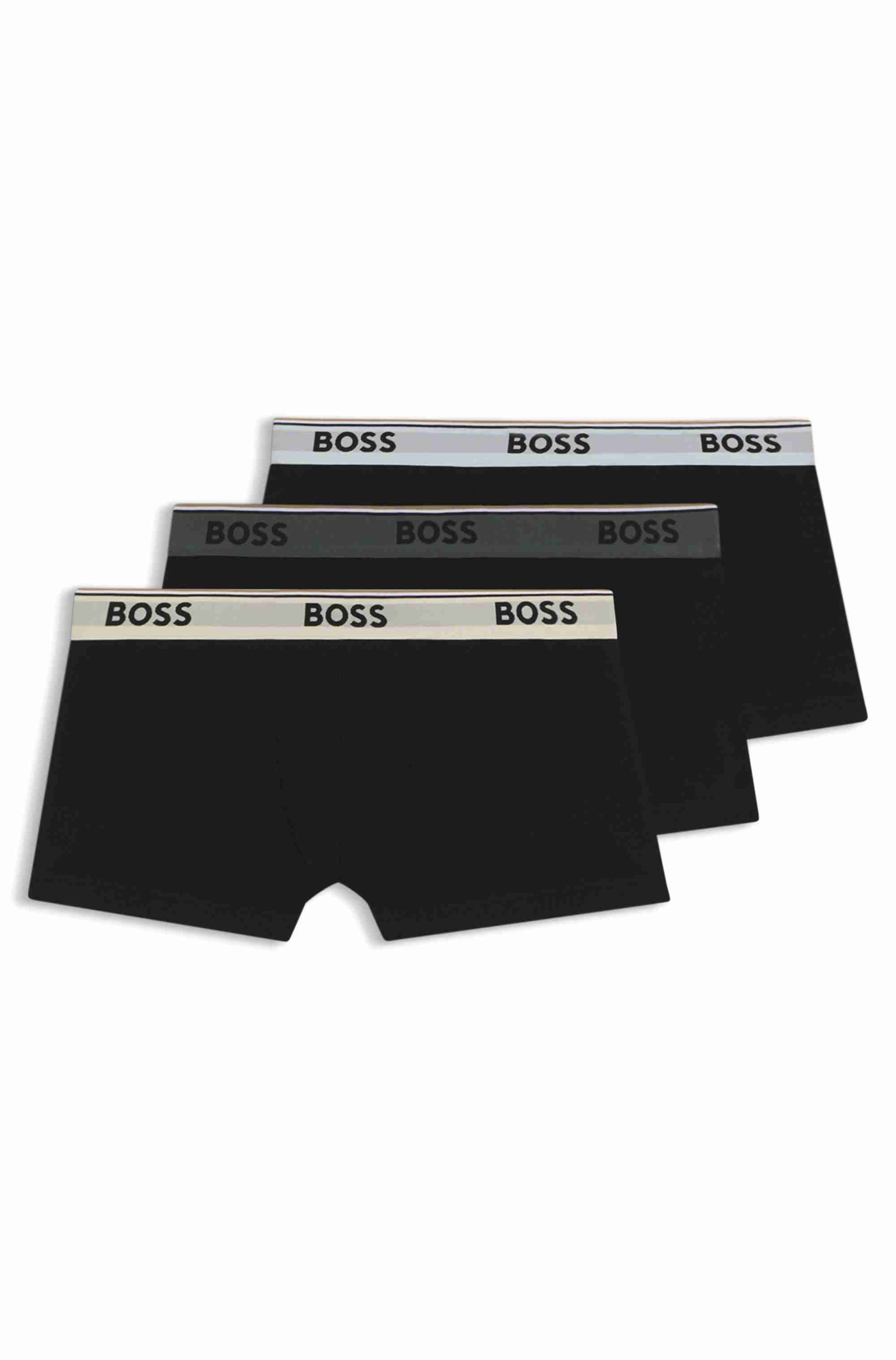 Three-pack of stretch-cotton trunks with logo waistbands