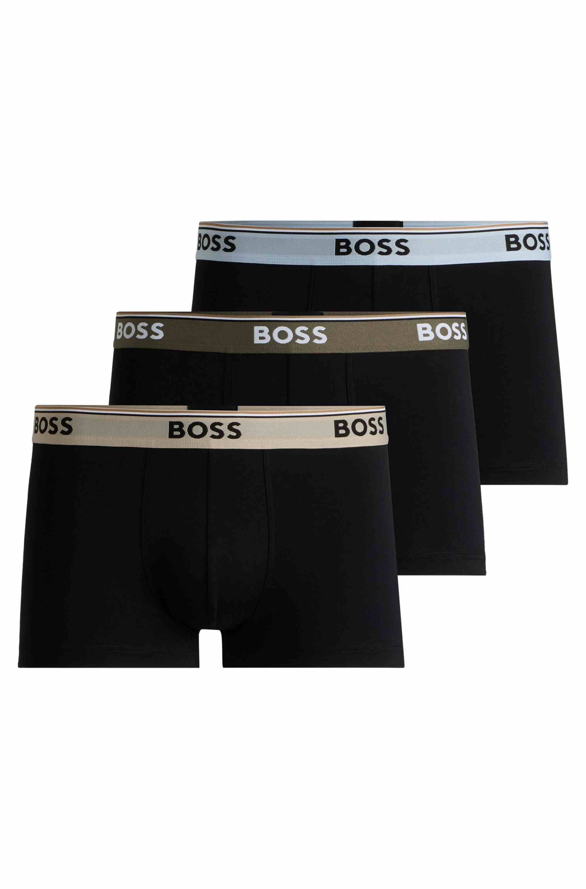 Three-pack of stretch-cotton trunks with logo waistbands