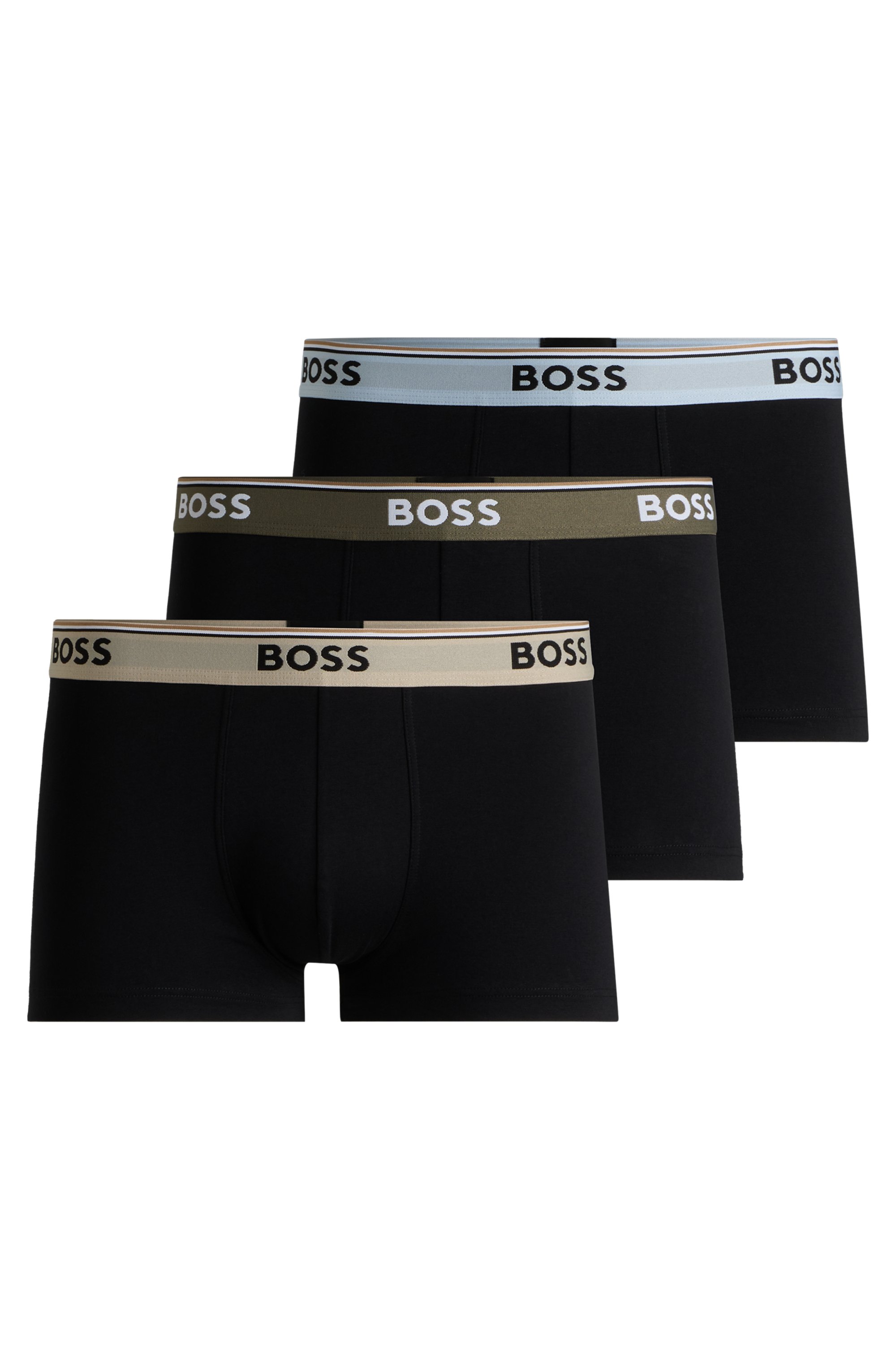 Three-pack of stretch-cotton trunks with logo waistbands