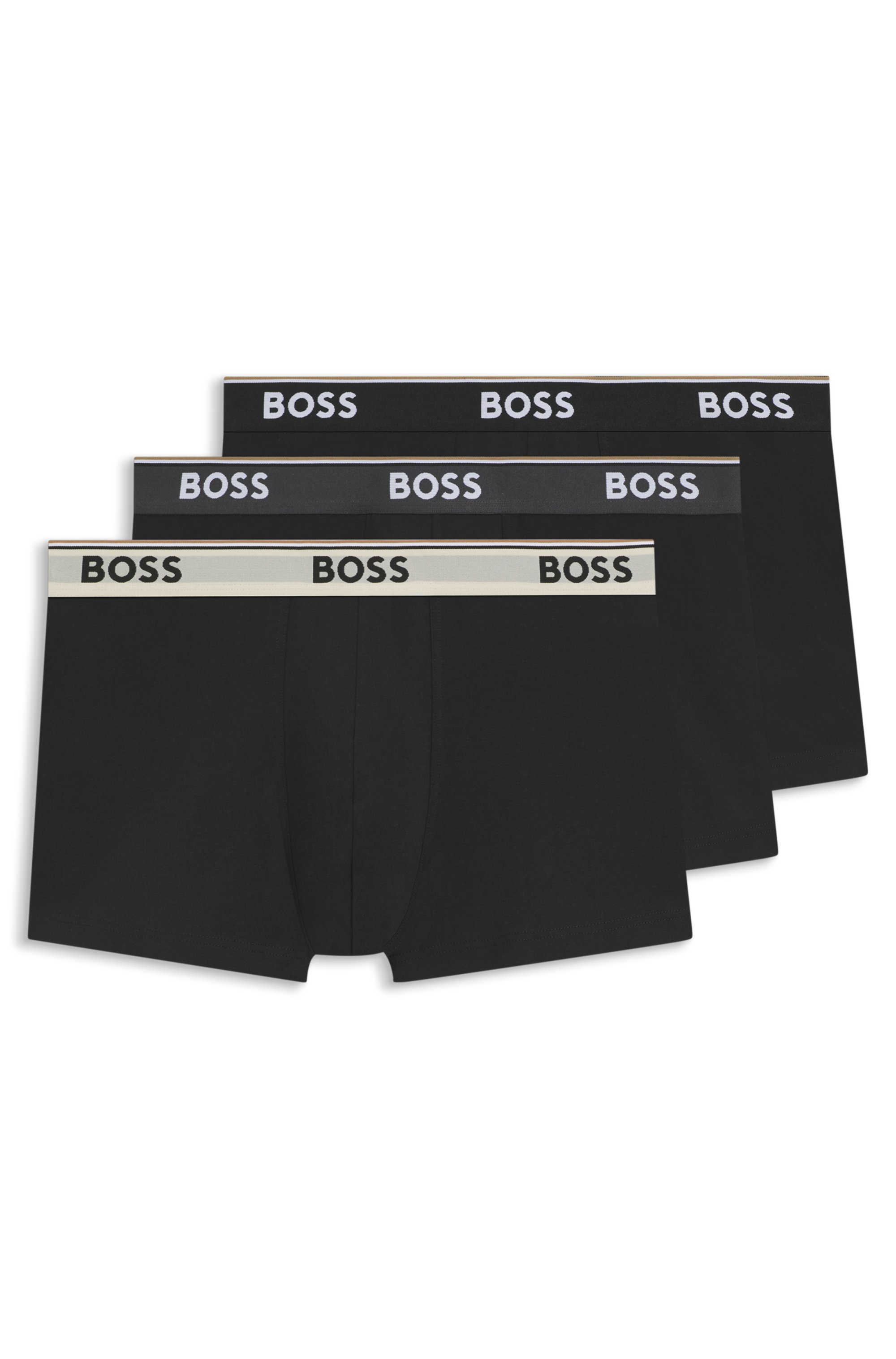 Three-pack of stretch-cotton trunks with logo waistbands