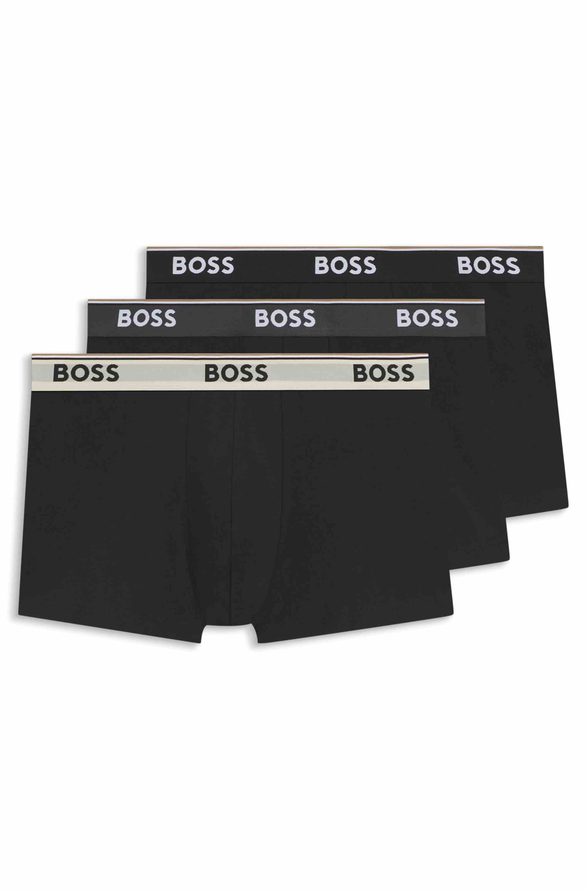 Three-pack of stretch-cotton trunks with logo waistbands