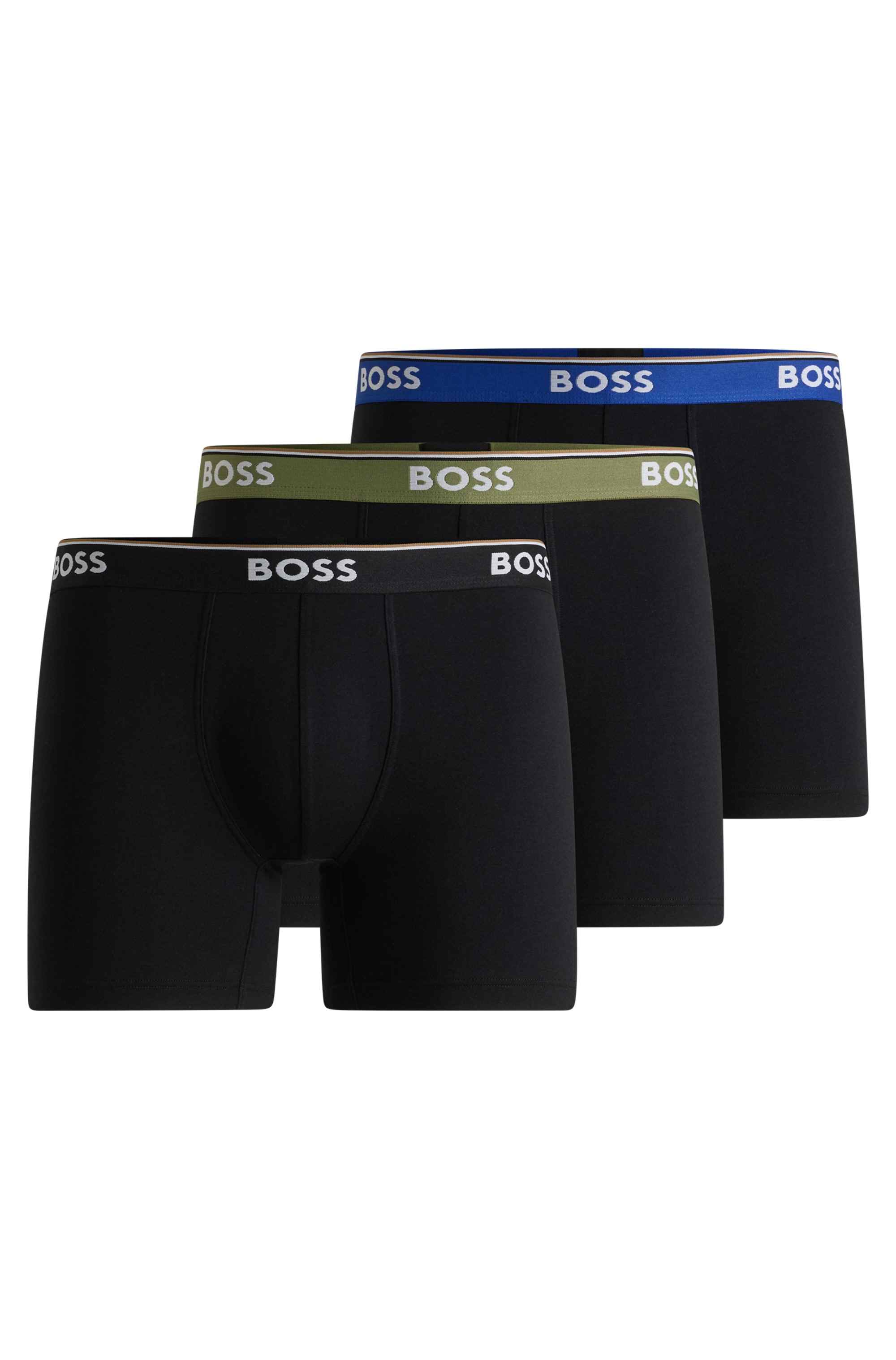 Three-pack of stretch-cotton boxer briefs with logos