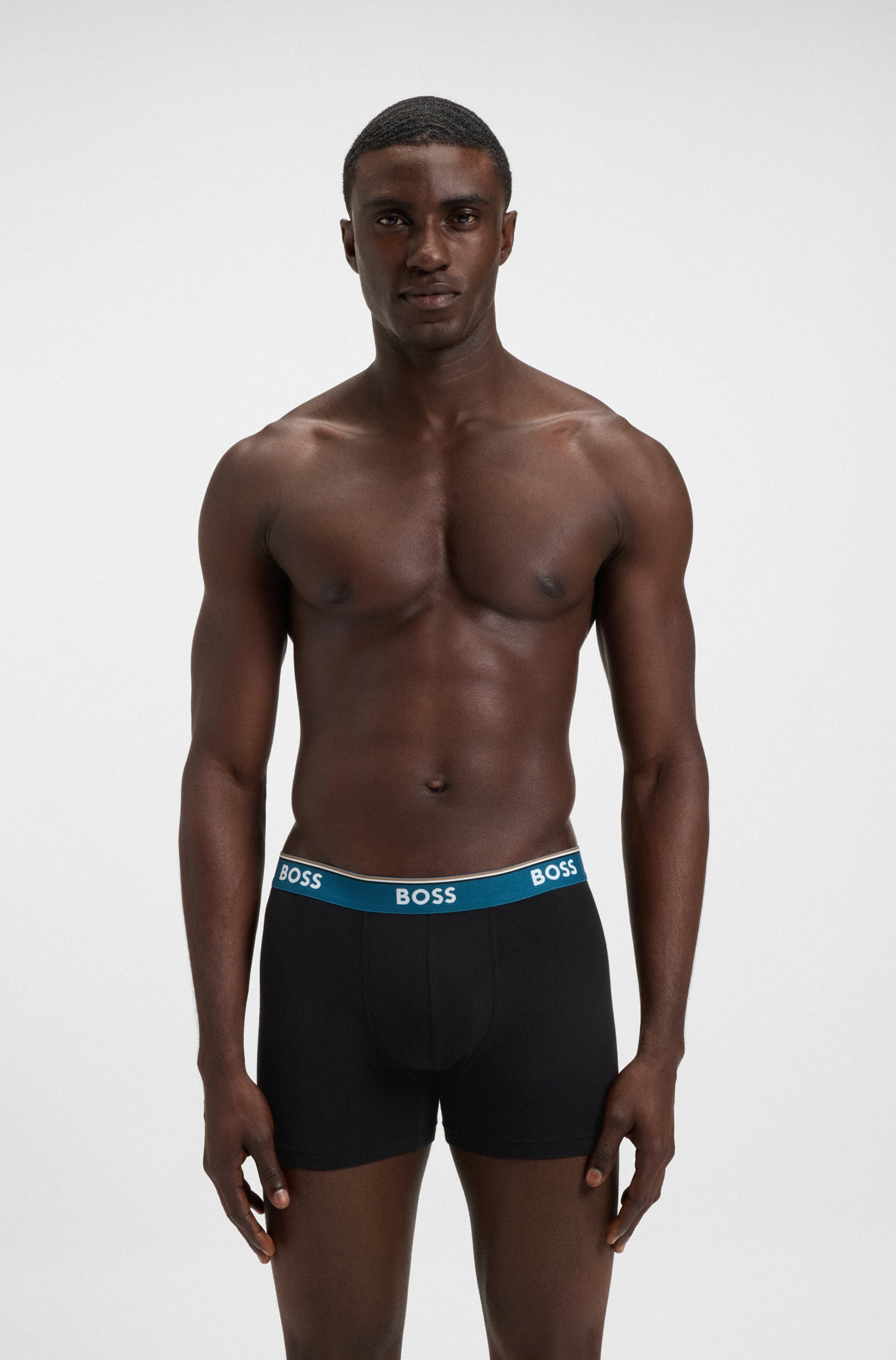 Three-pack of stretch-cotton boxer briefs with logos