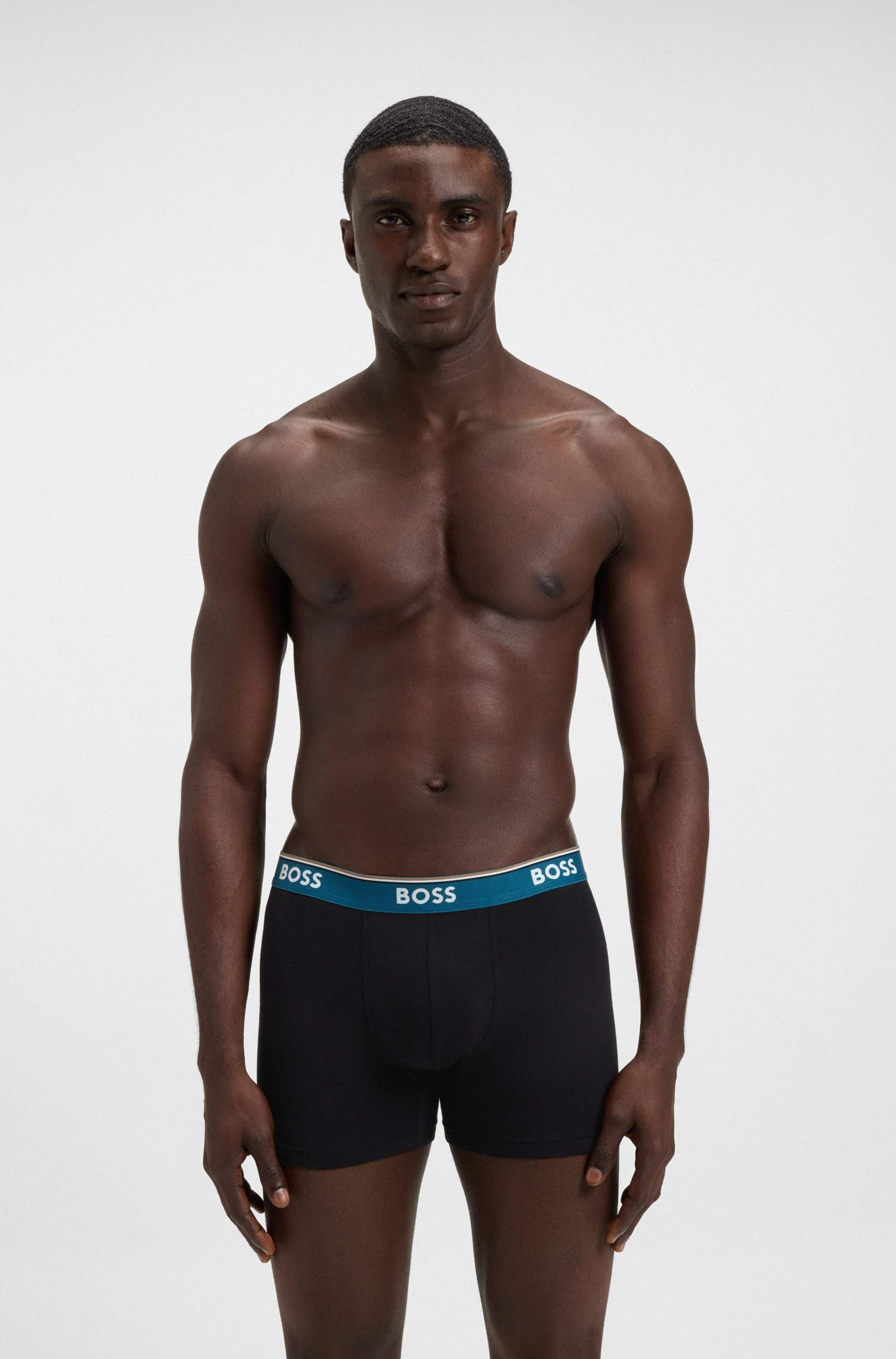 Three-pack of stretch-cotton boxer briefs with logos