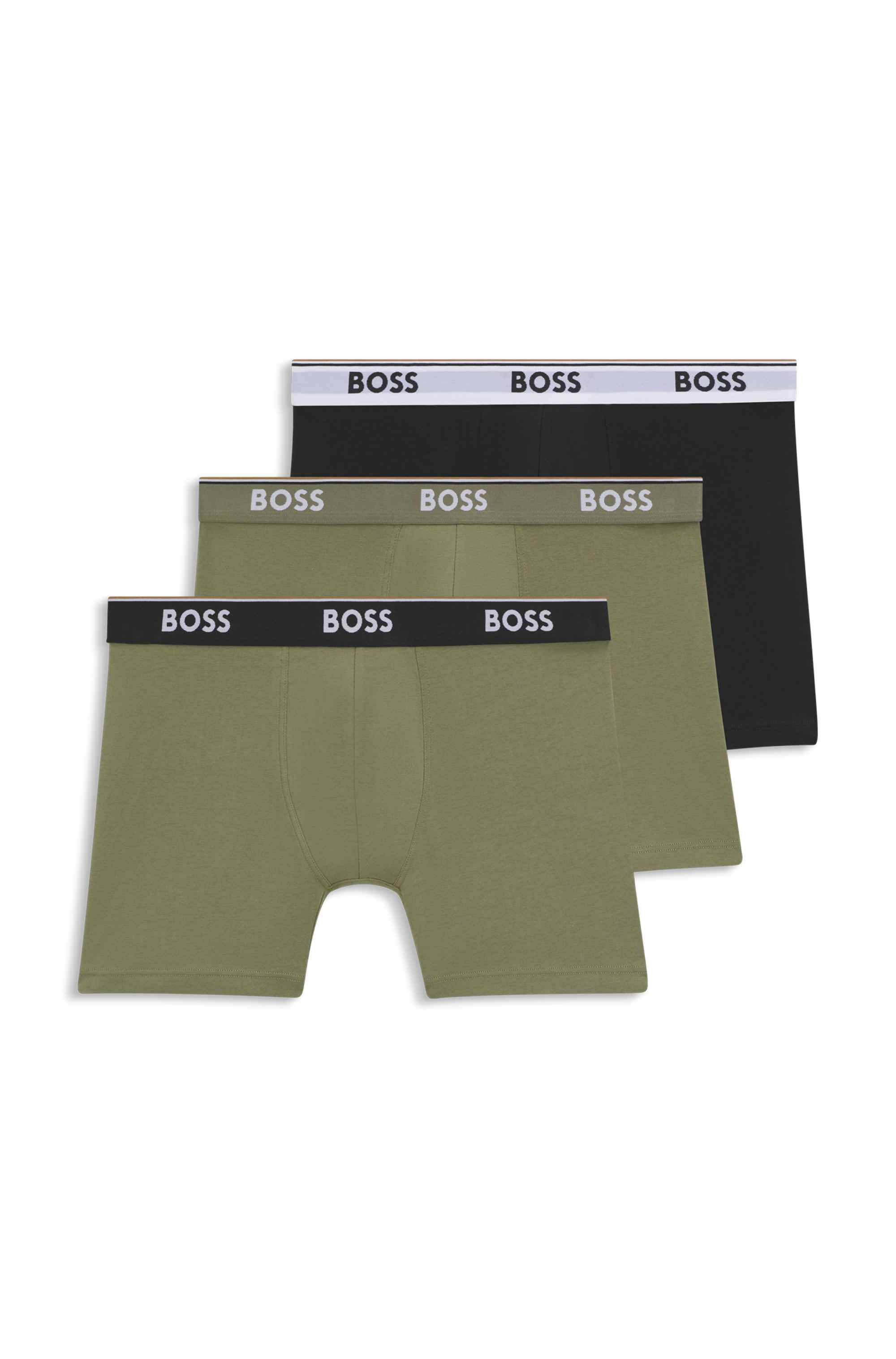 Three-pack of stretch-cotton boxer briefs with logos