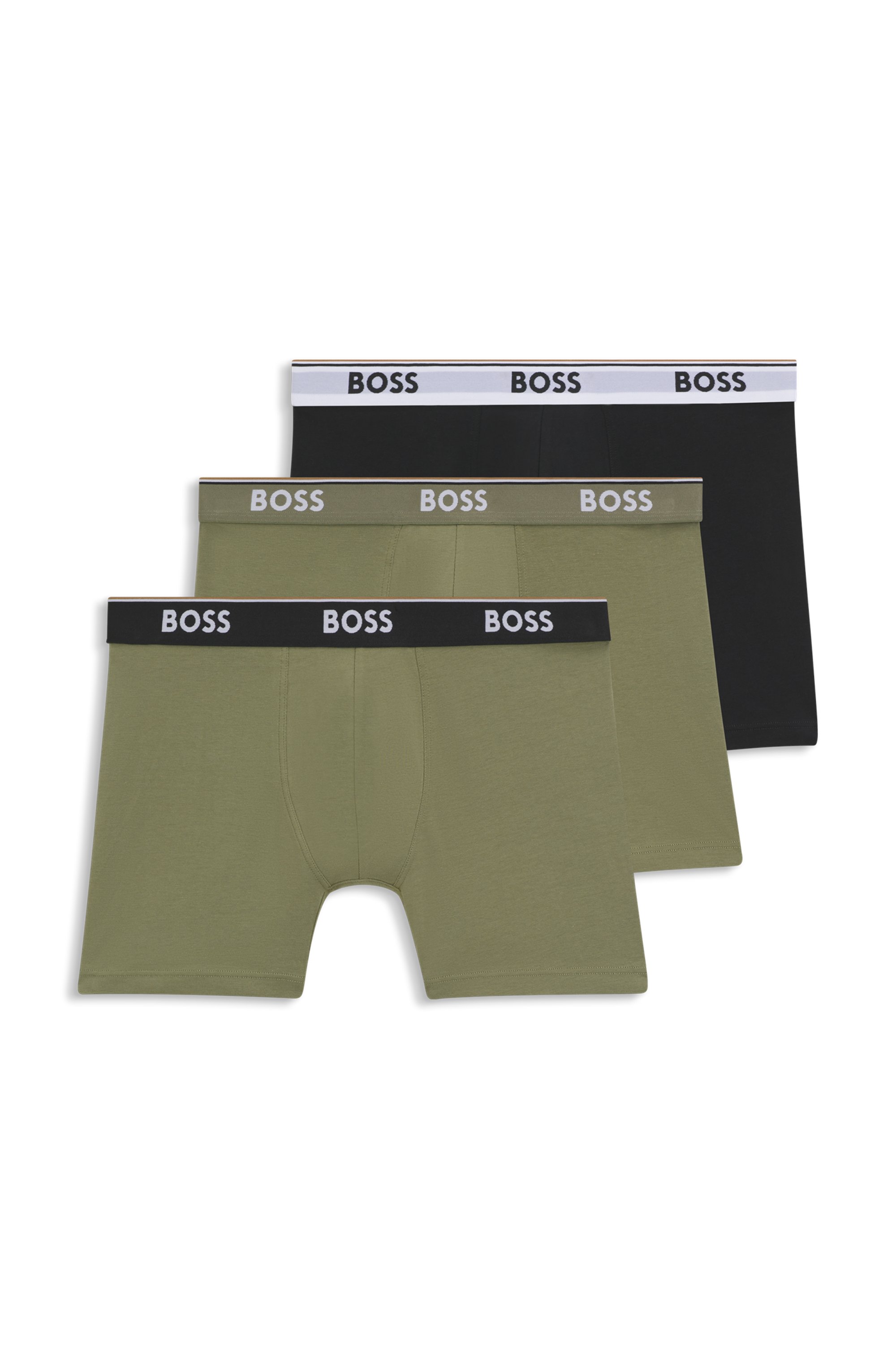 Three-pack of stretch-cotton boxer briefs with logos