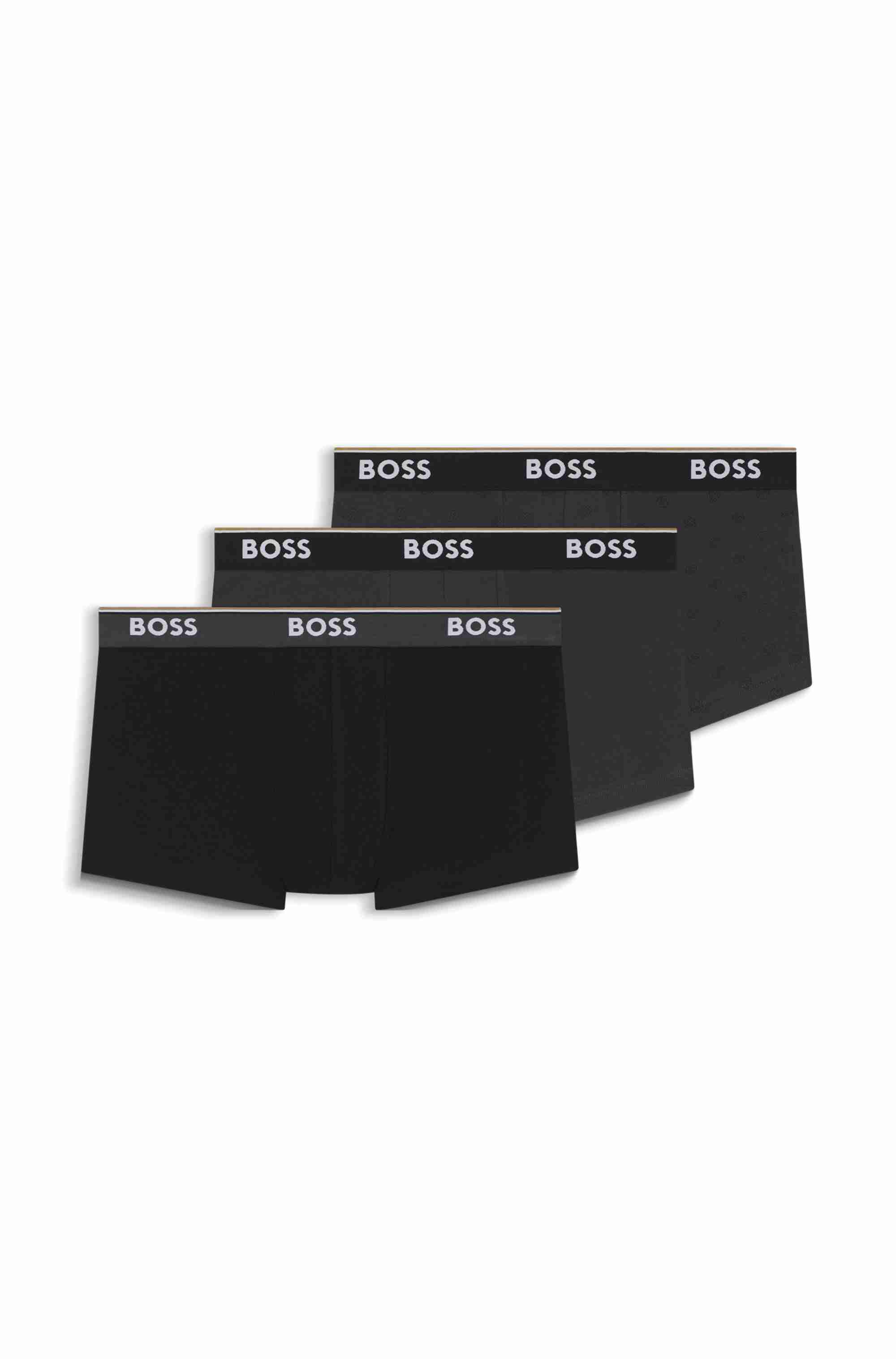 Three-pack of logo-waistband trunks in stretch cotton