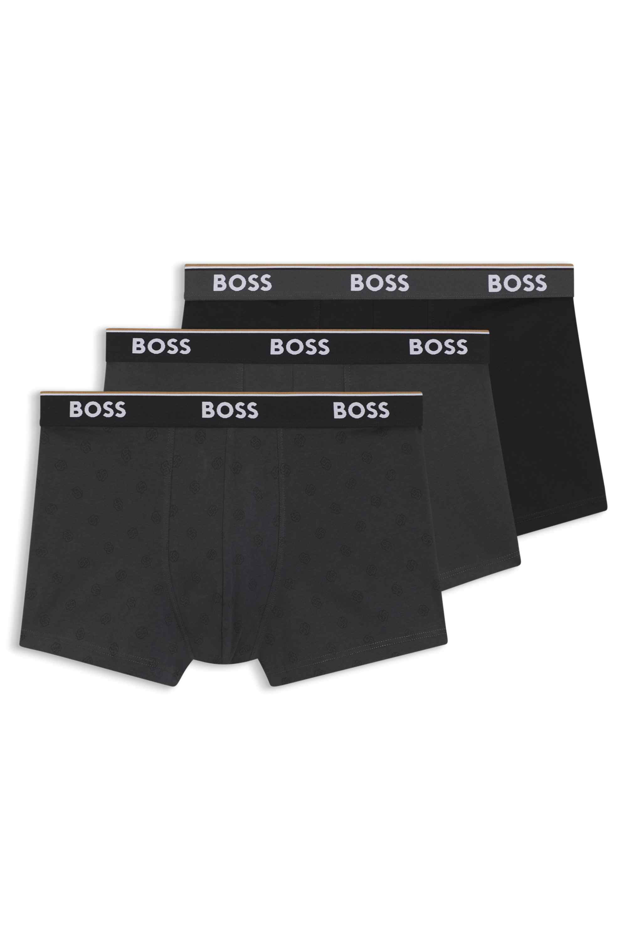 Three-pack of logo-waistband trunks in stretch cotton