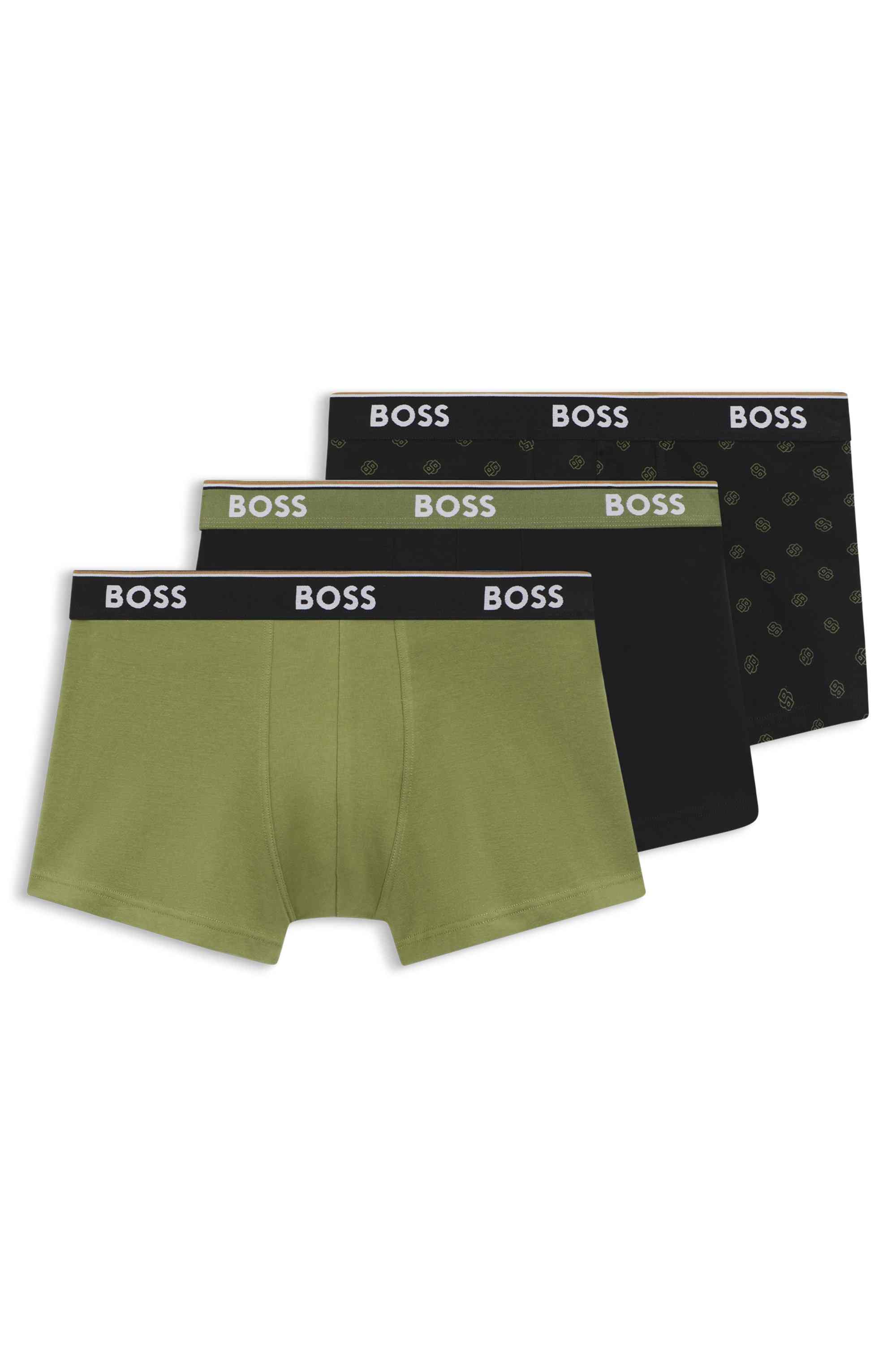 Three-pack of logo-waistband trunks in stretch cotton
