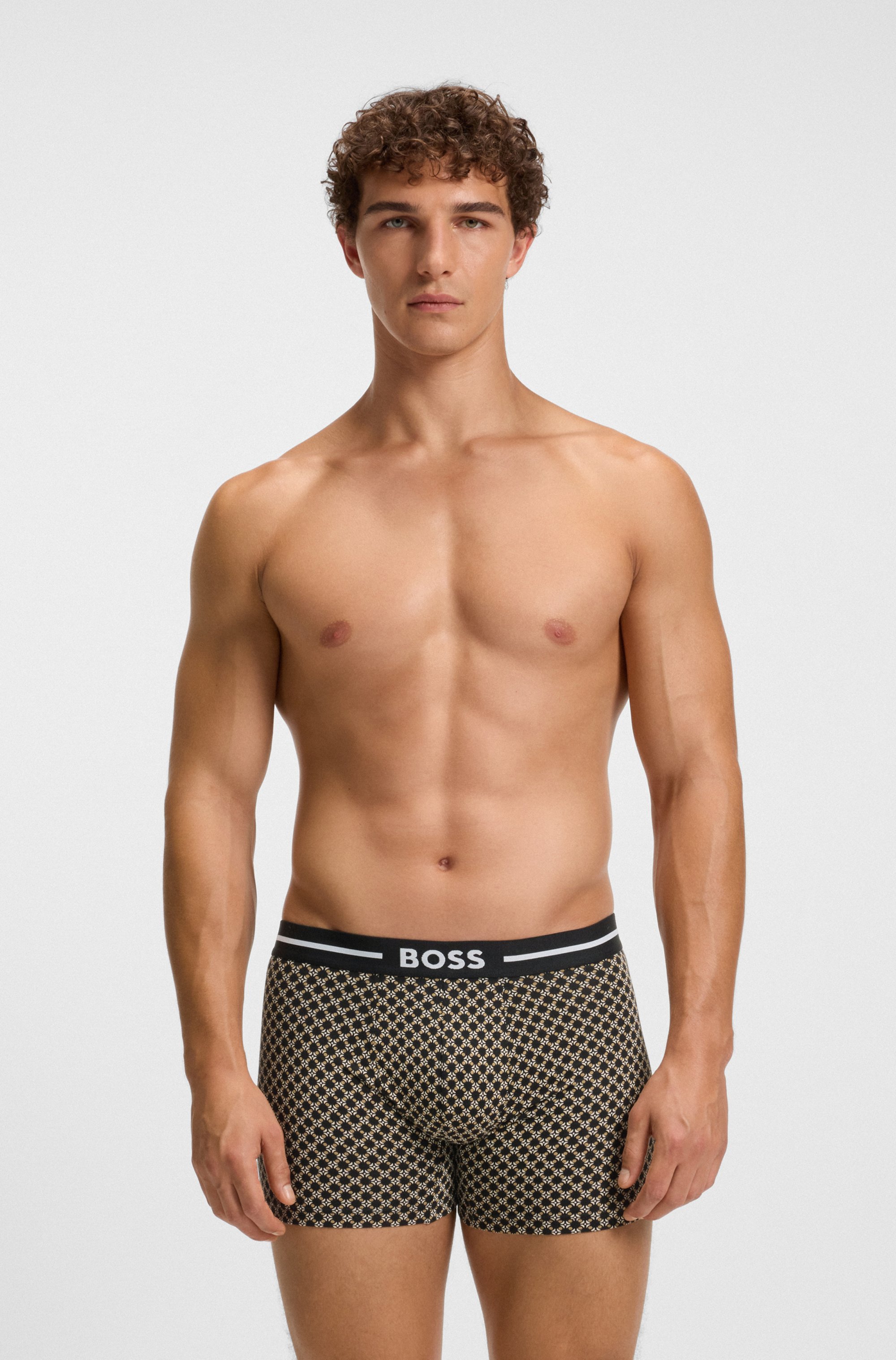 Three-pack of stretch-cotton boxer briefs with logo