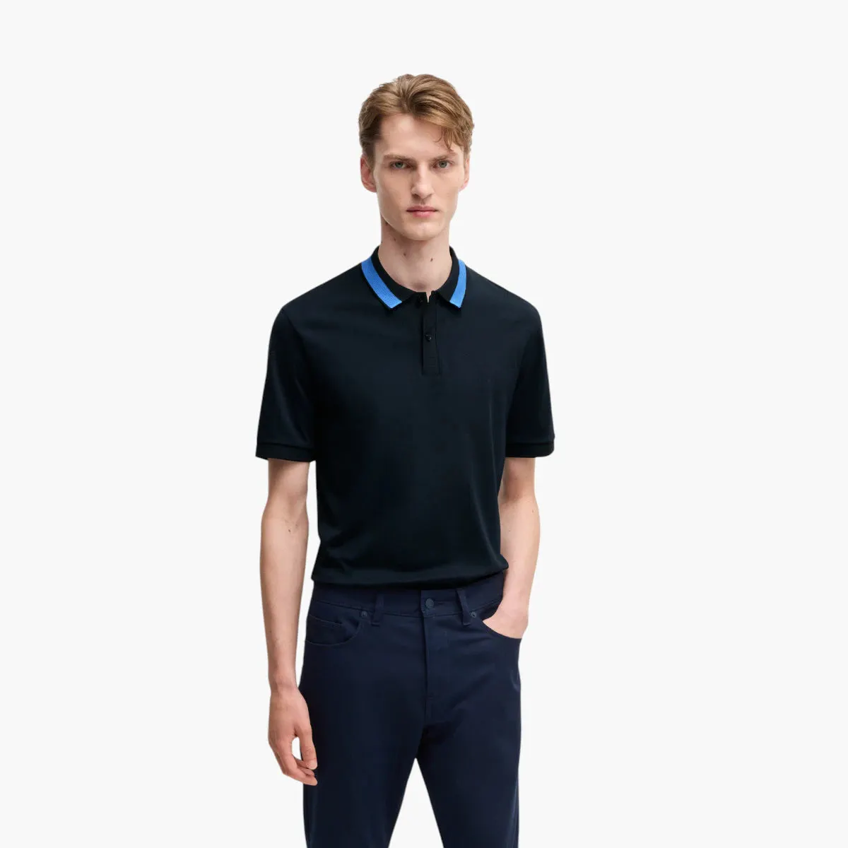 Mercerized-Cotton Slim-Fit Polo With Collar Stripe