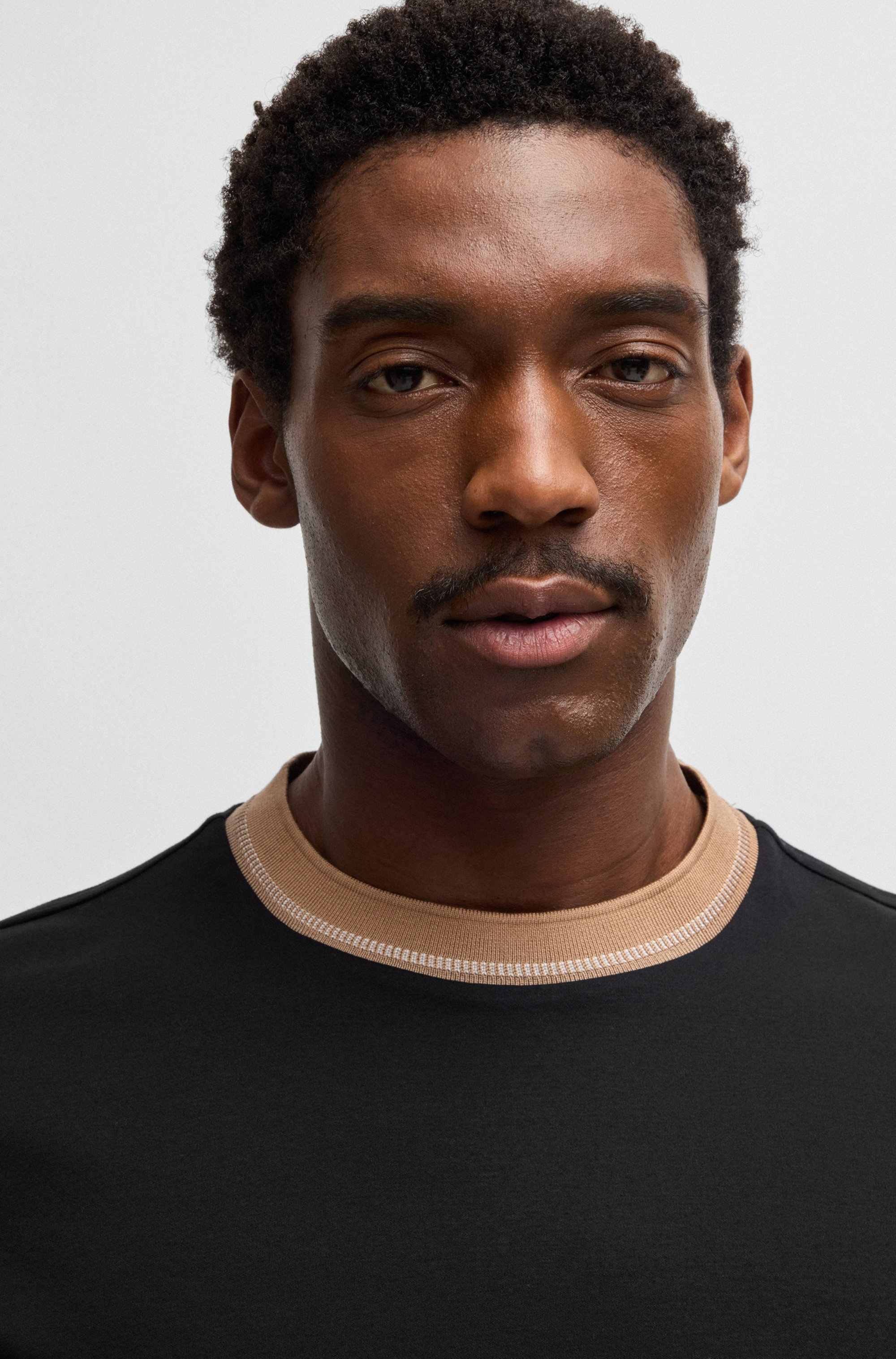 Mercerised-cotton slim-fit T-shirt with collar stripe