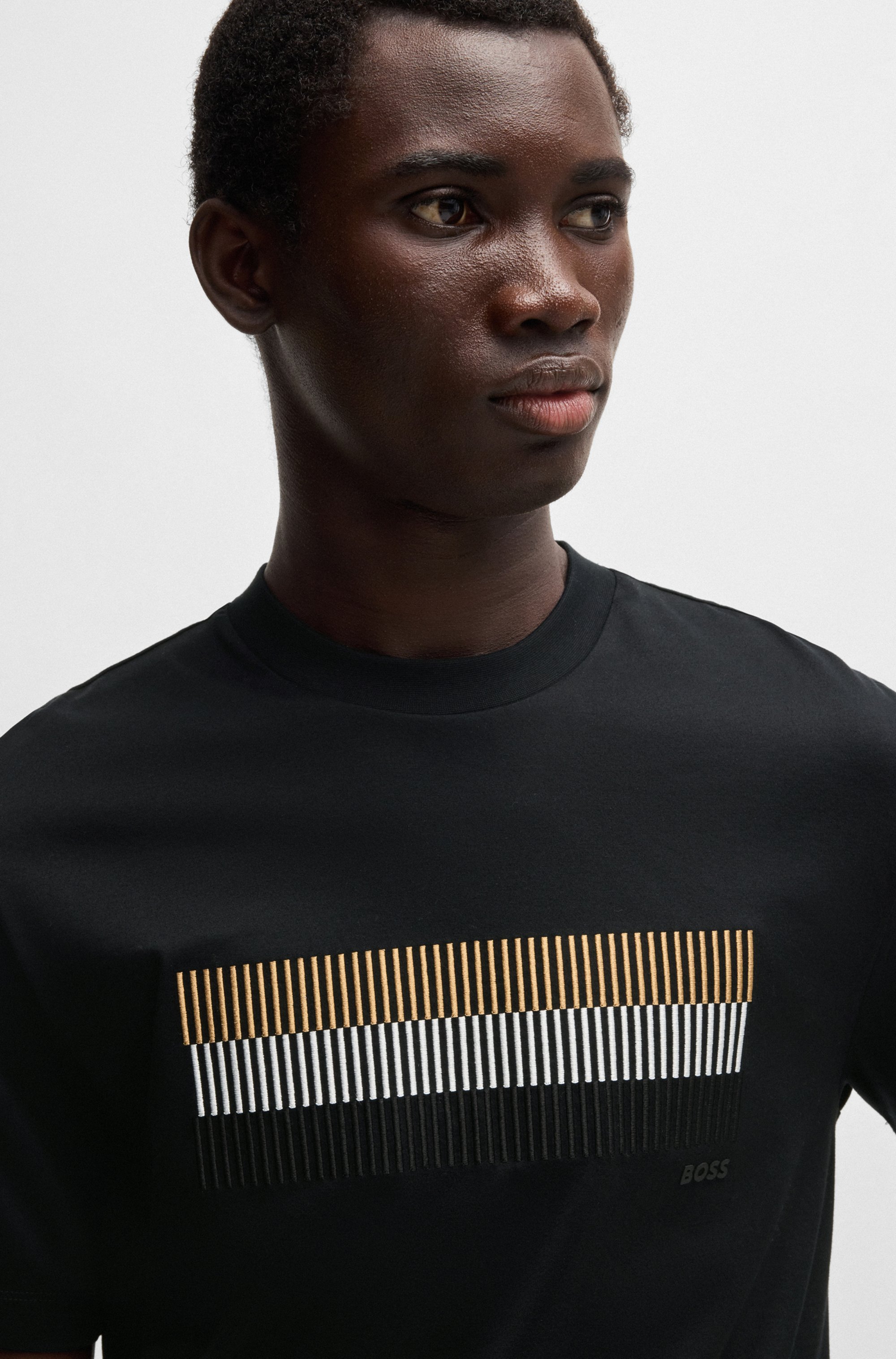 Mercerised-cotton T-shirt with brand artwork