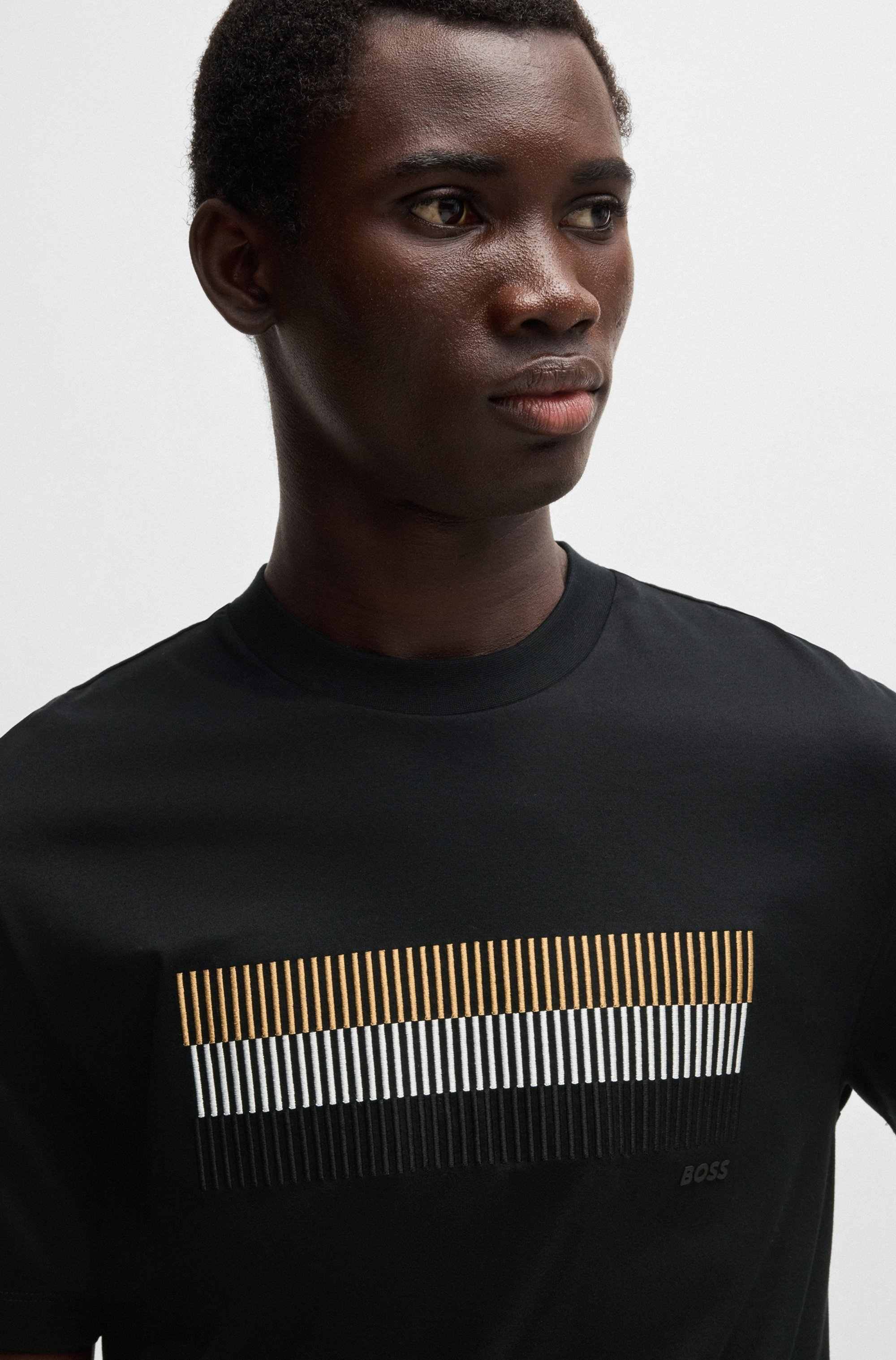 Mercerised-cotton T-shirt with brand artwork