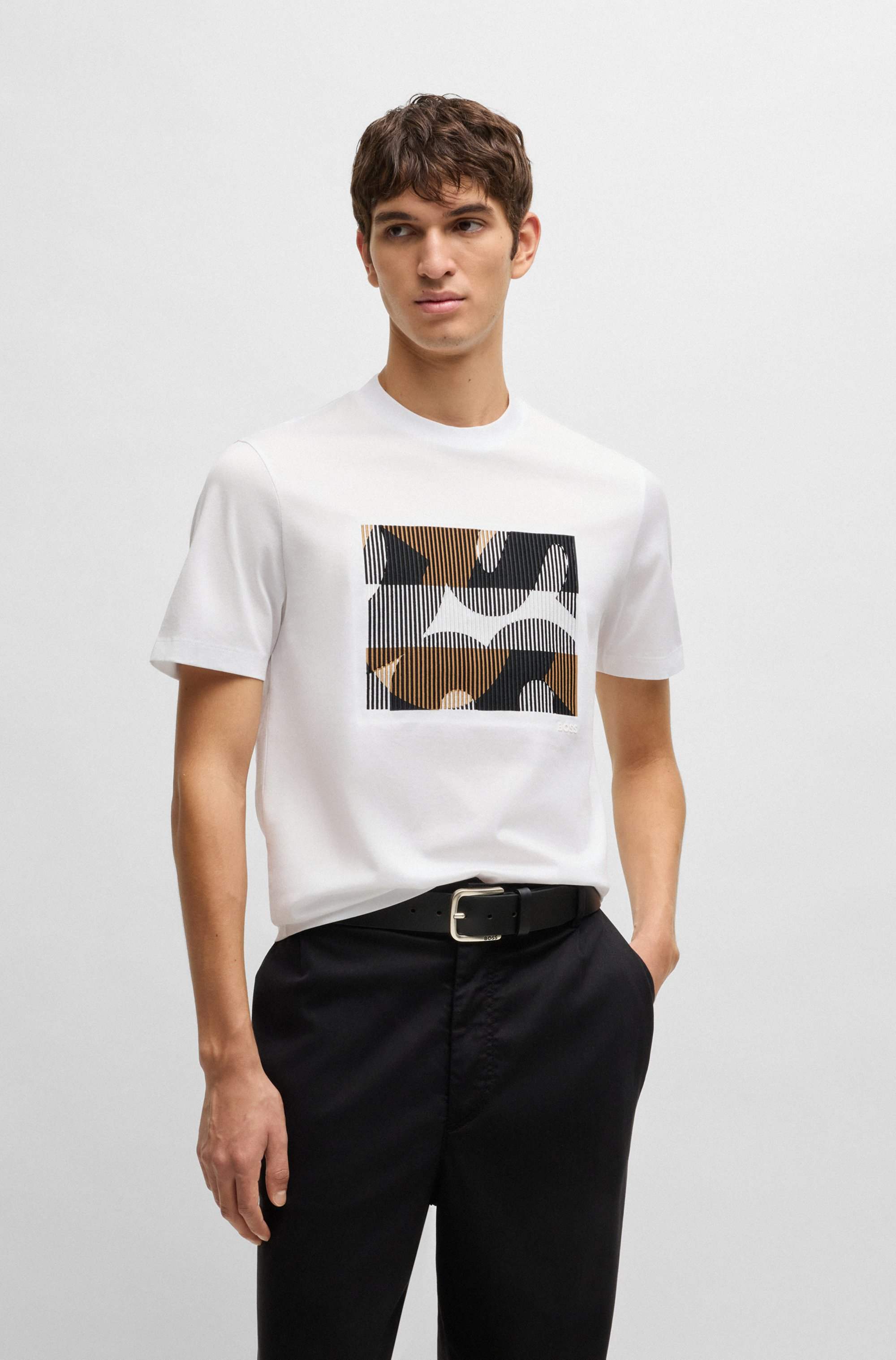 Mercerised-cotton T-shirt with brand artwork