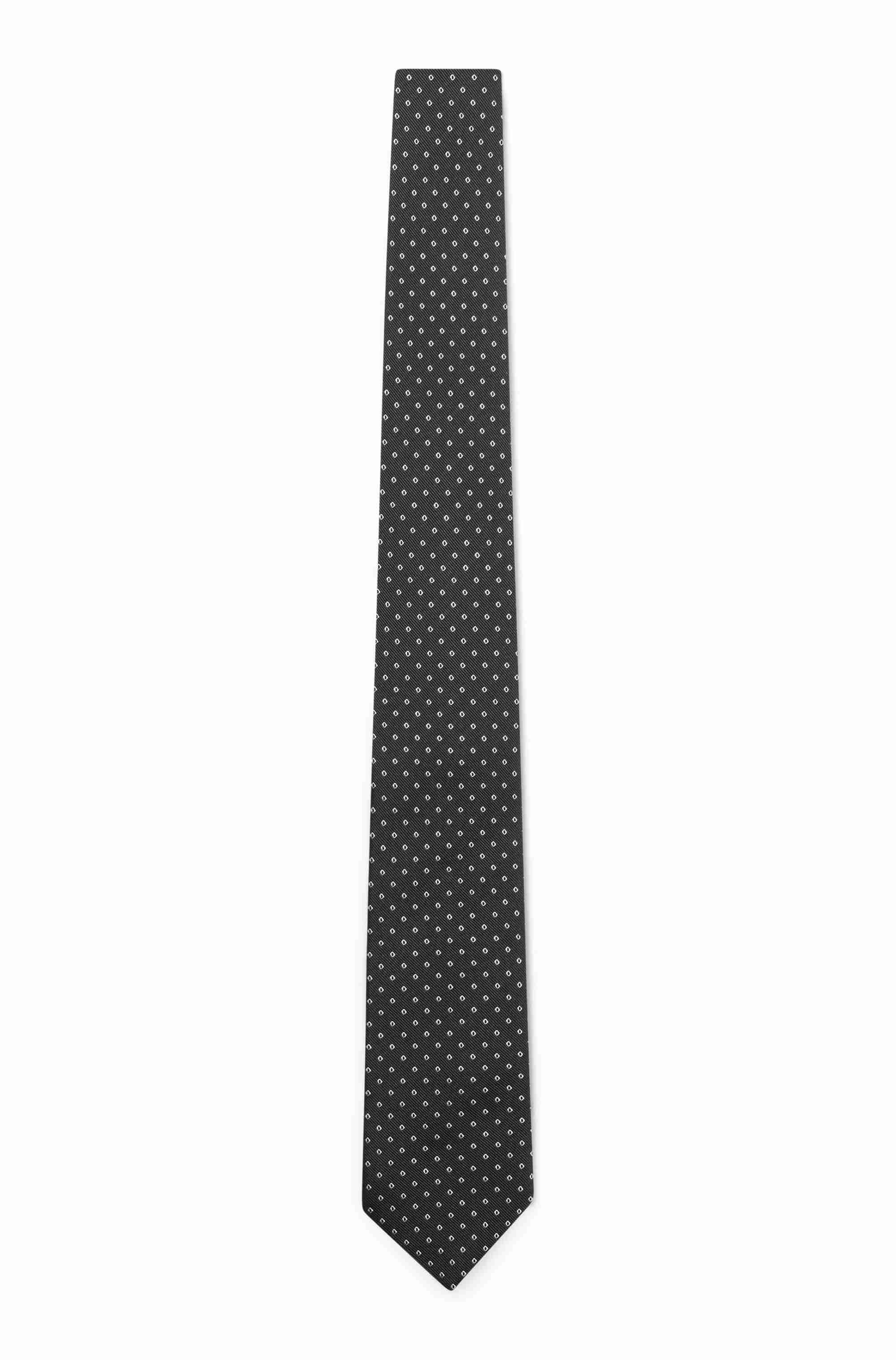 Silk-blend tie with jacquard-woven pattern