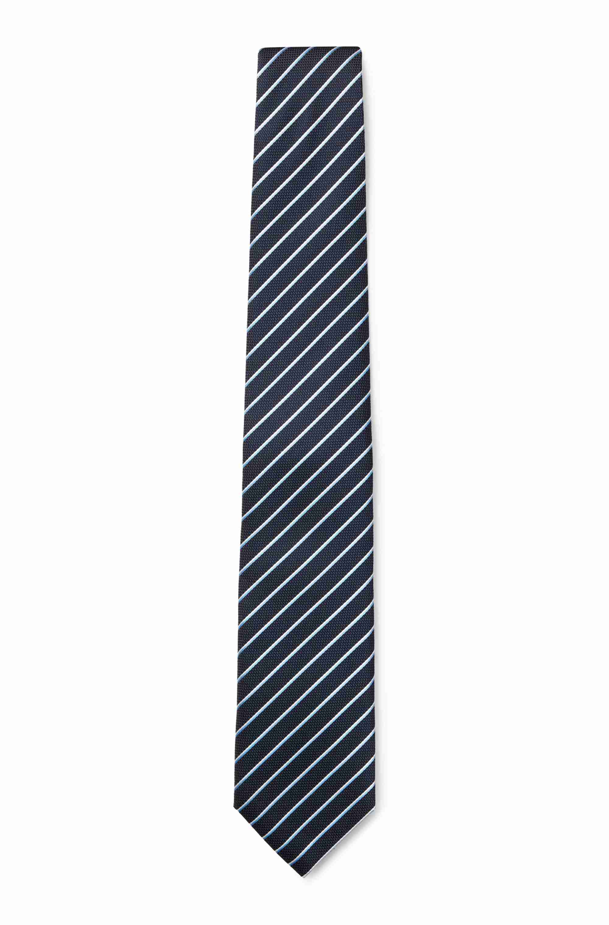 Diagonal-striped tie in silk-blend jacquard