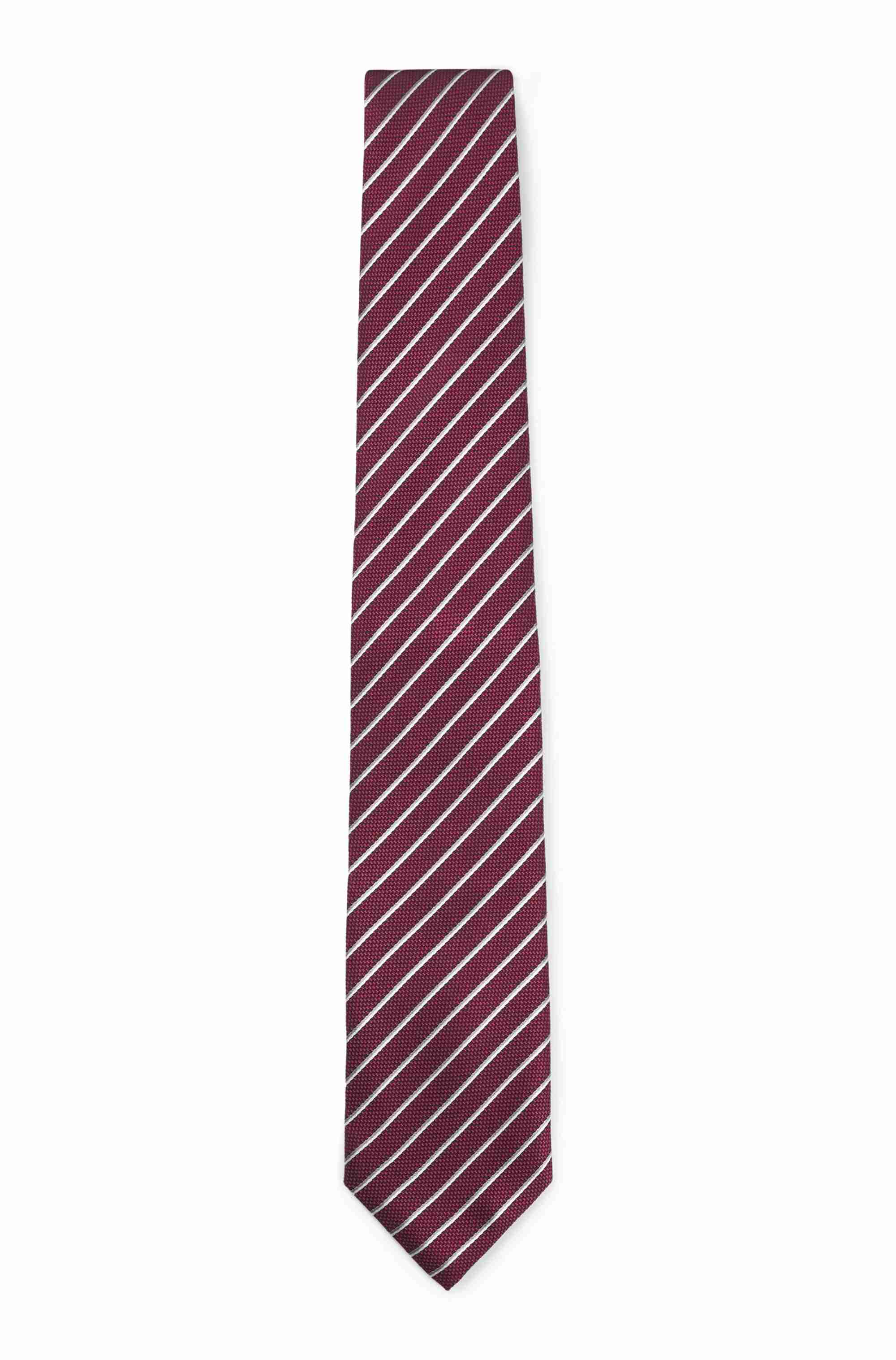 Diagonal-striped tie in silk-blend jacquard