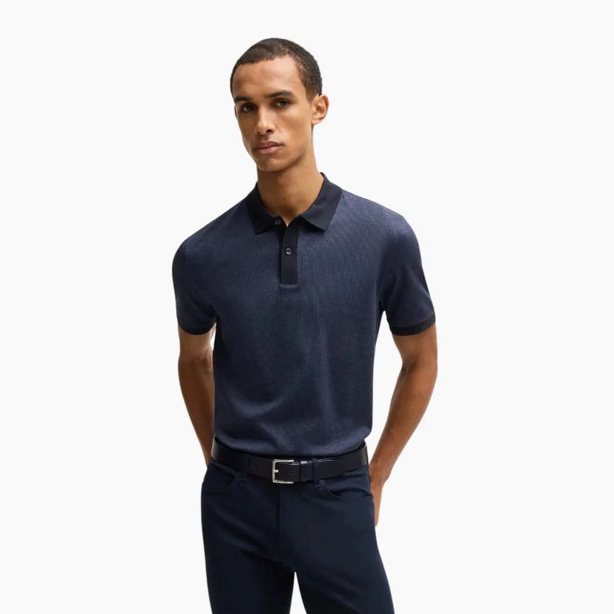 Mercerized-Cotton Polo Shirt With Mirco Pattern