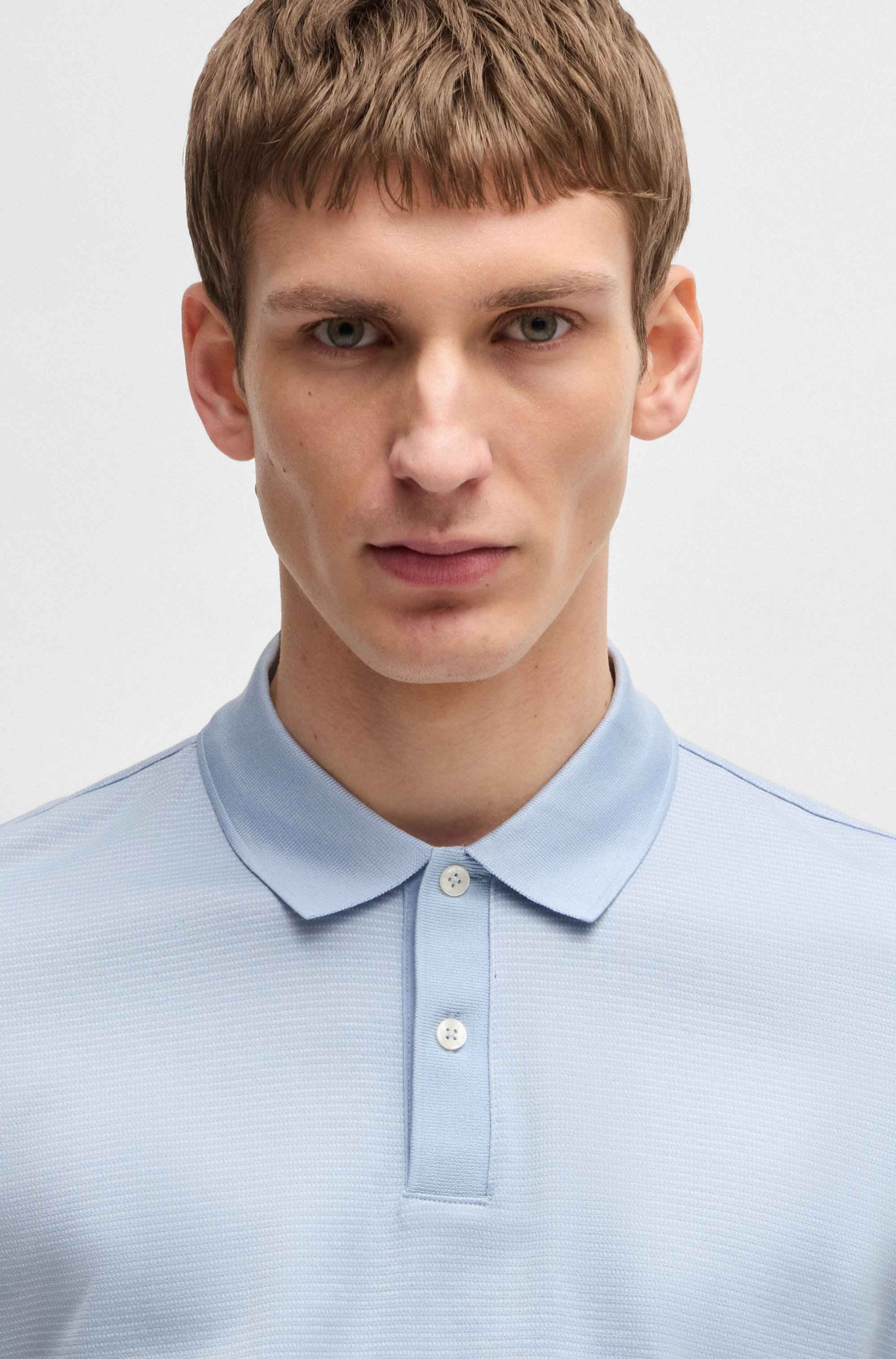 Mercerised-cotton polo shirt with micro pattern