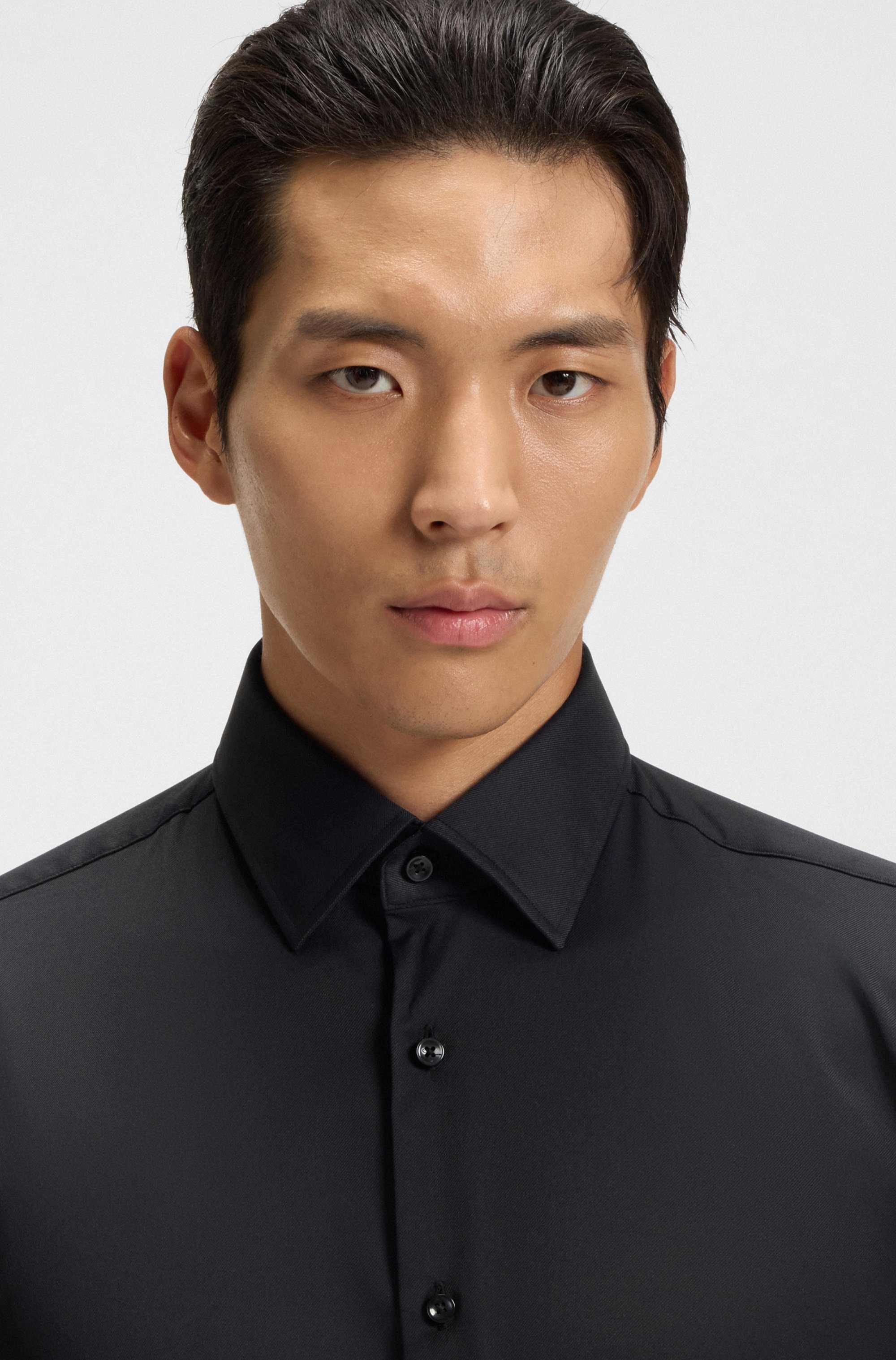 Regular-fit shirt in performance-stretch twill