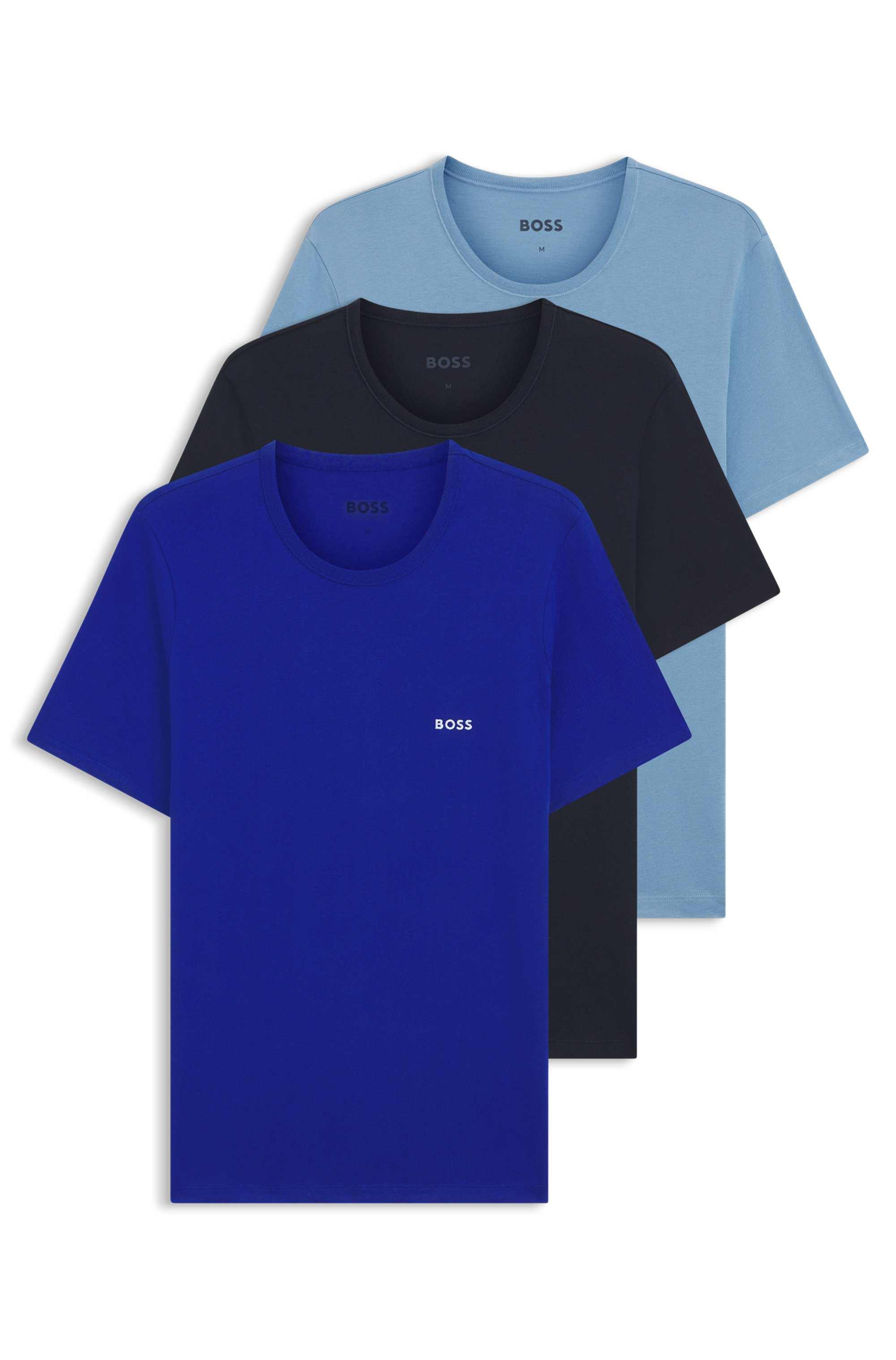 Three-pack of cotton underwear T-shirts with logo embroidery
