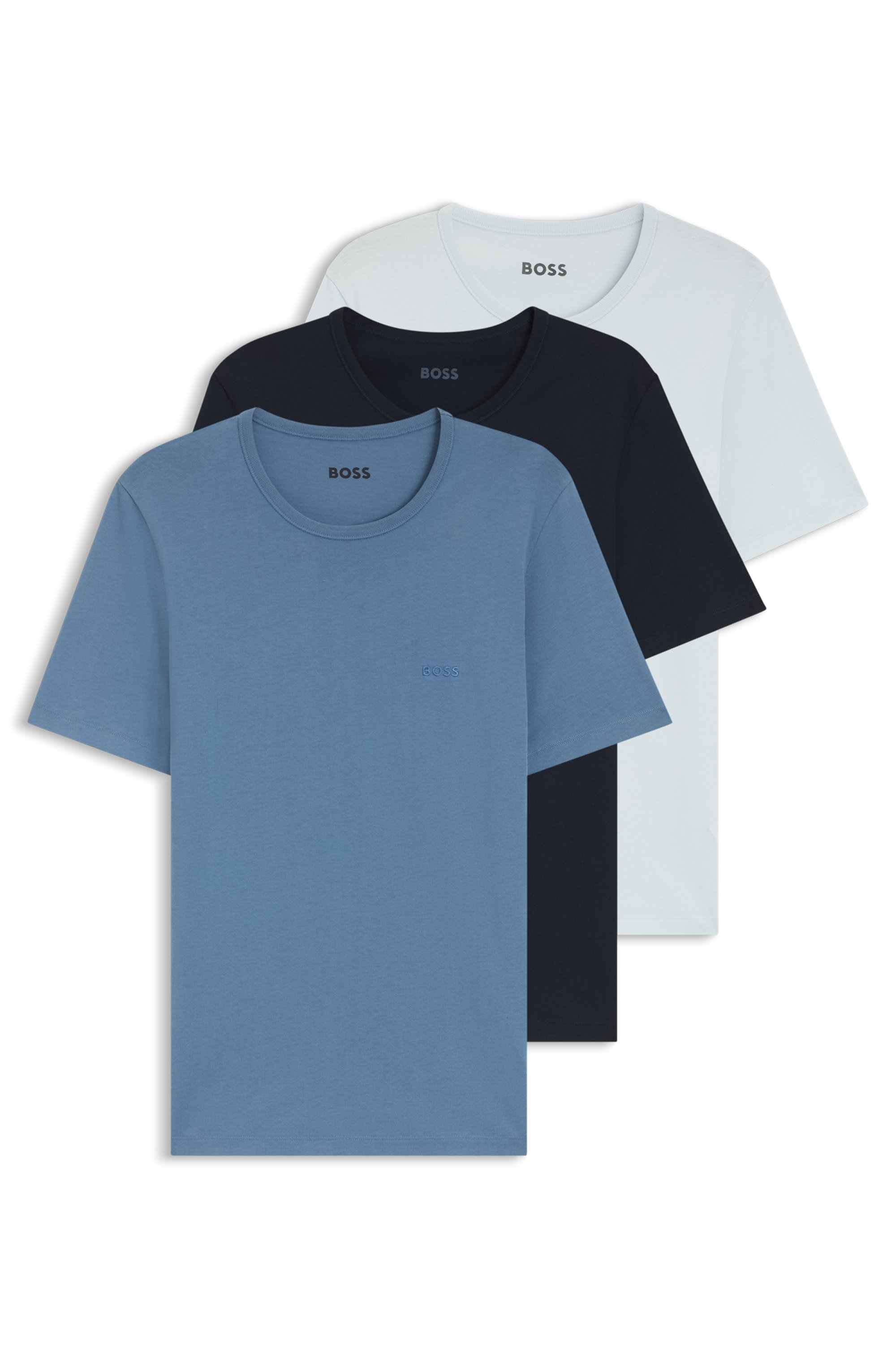 Three-pack of cotton T-shirts with logo embroidery