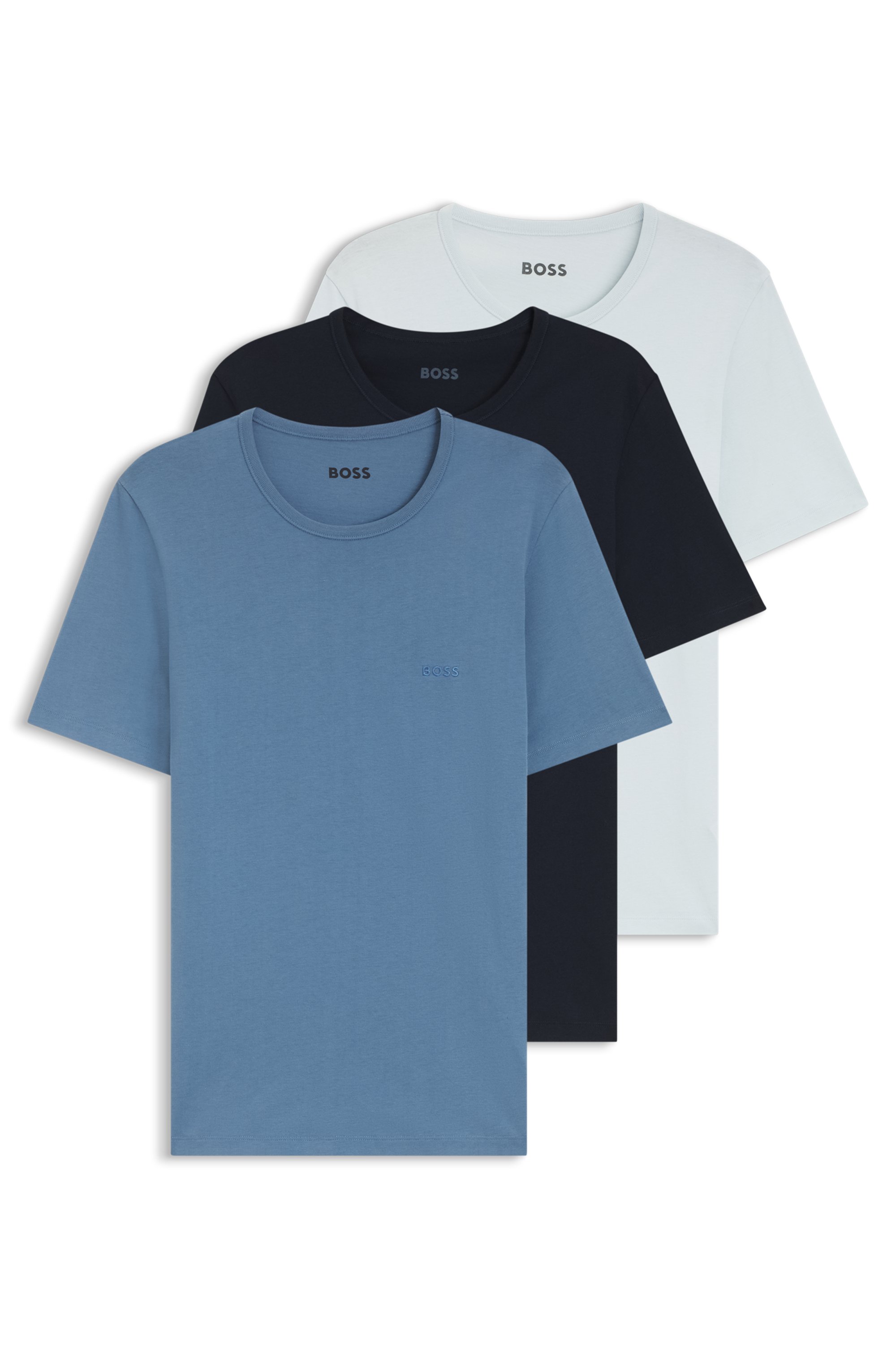 Three-pack of cotton T-shirts with logo embroidery